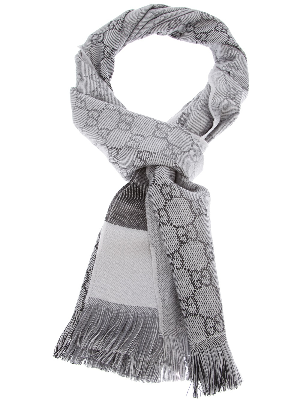 Gucci Branded Mixed Print Scarf in Gray for Men