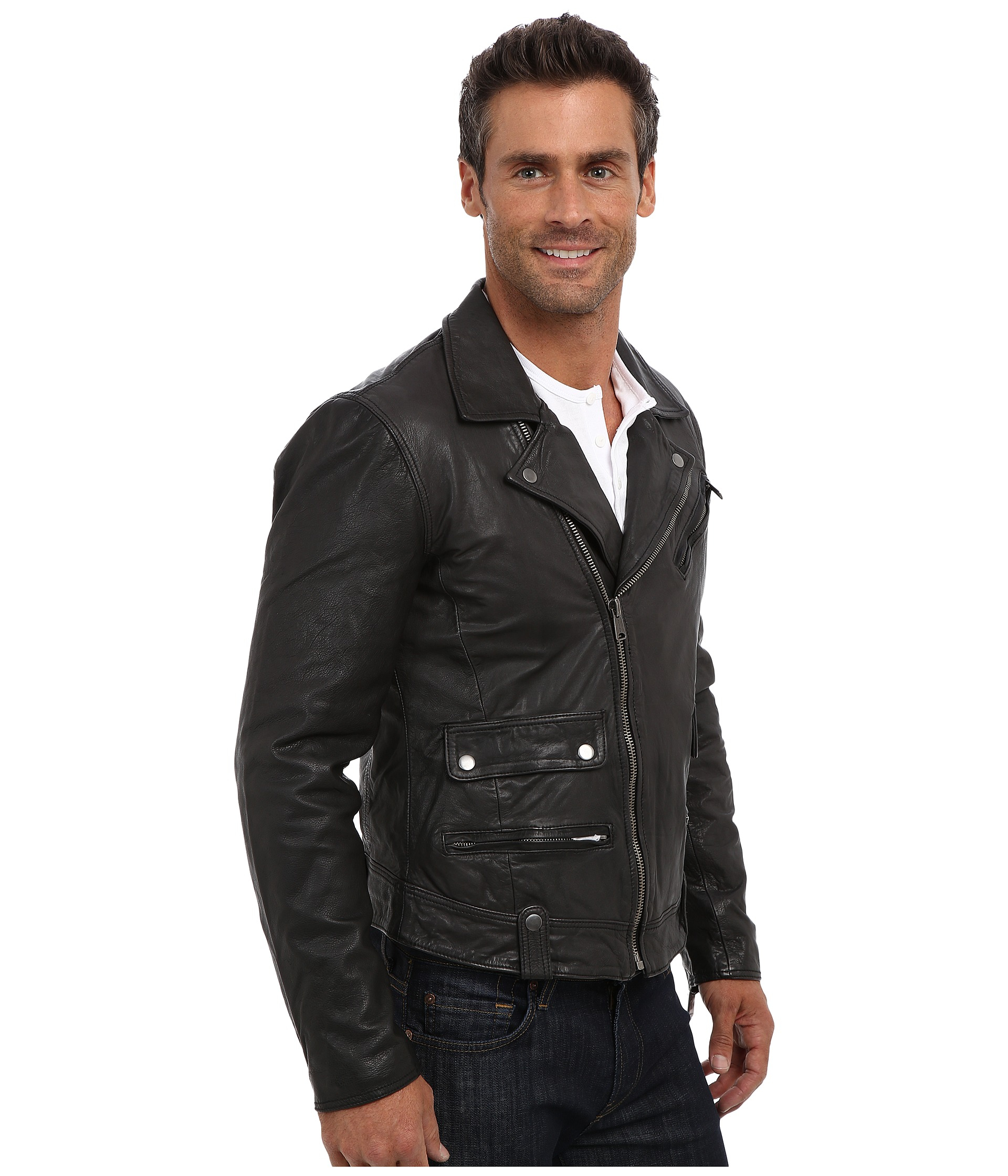 Lucky brand Titan Leather Moto Jacket in Black for Men Lyst