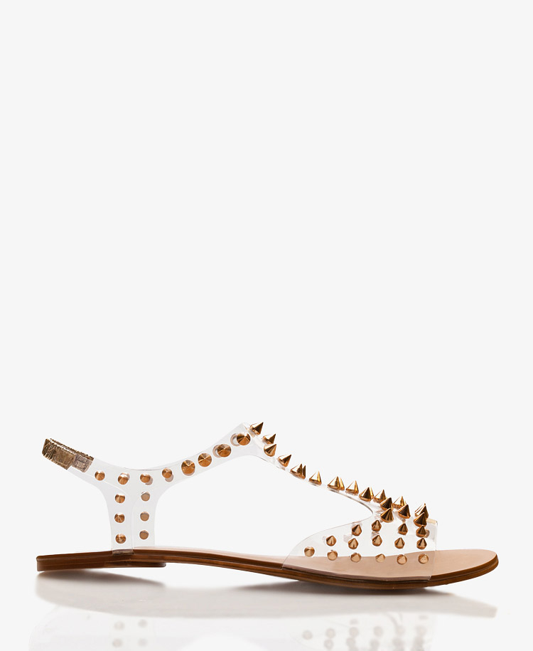 Forever 21 Spiked Clear Sandals in Gold (Metallic) Lyst
