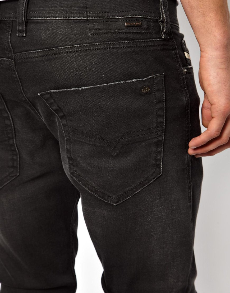 DIESEL Jeans Tepphar 822r Skinny Fit Washed Black for Men | Lyst