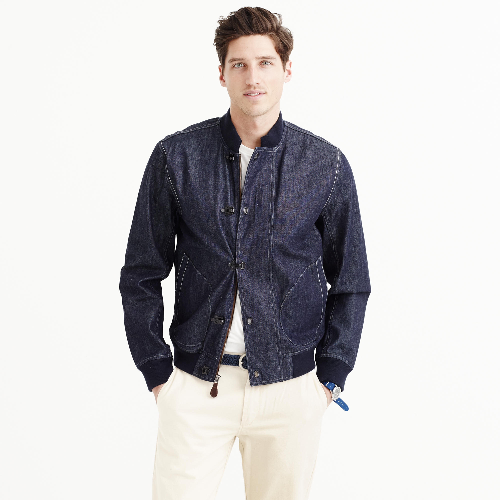 J Crew Wallace Barnes Denim Deck Jacket In Dark Indigo Blue