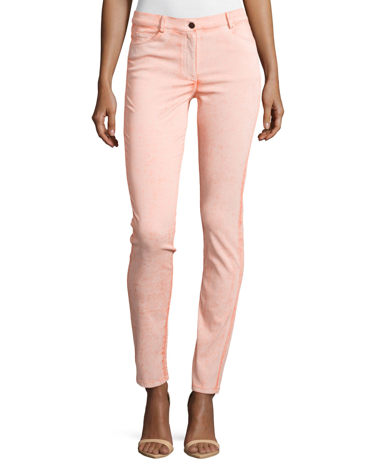 Lyst - Nicole Miller Mid-rise Skinny Denim Jeans in Pink