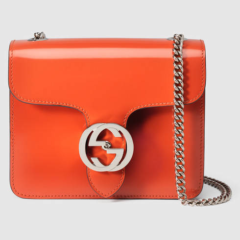 GUCCI Dollar Calfskin Interlocking G Shoulder Bag Sun Orange