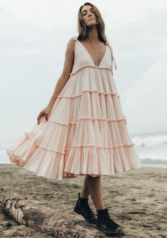 long frill dress
