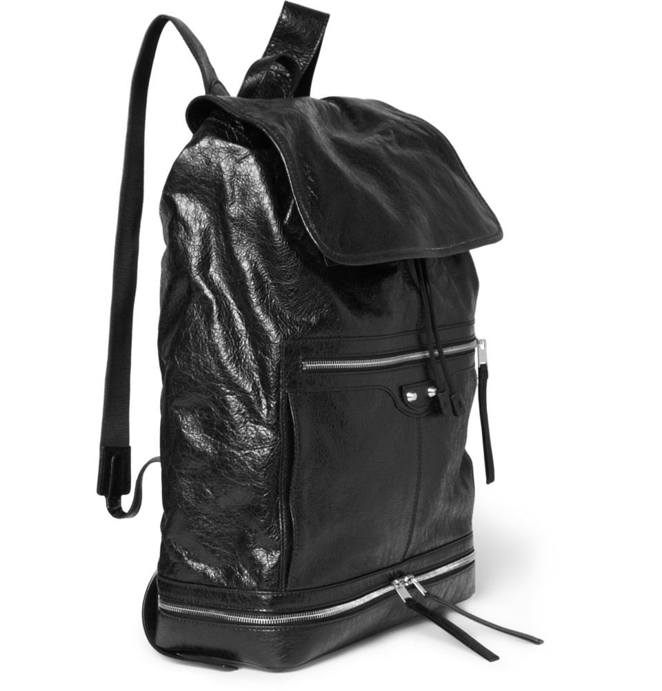 balenciaga black leather backpack