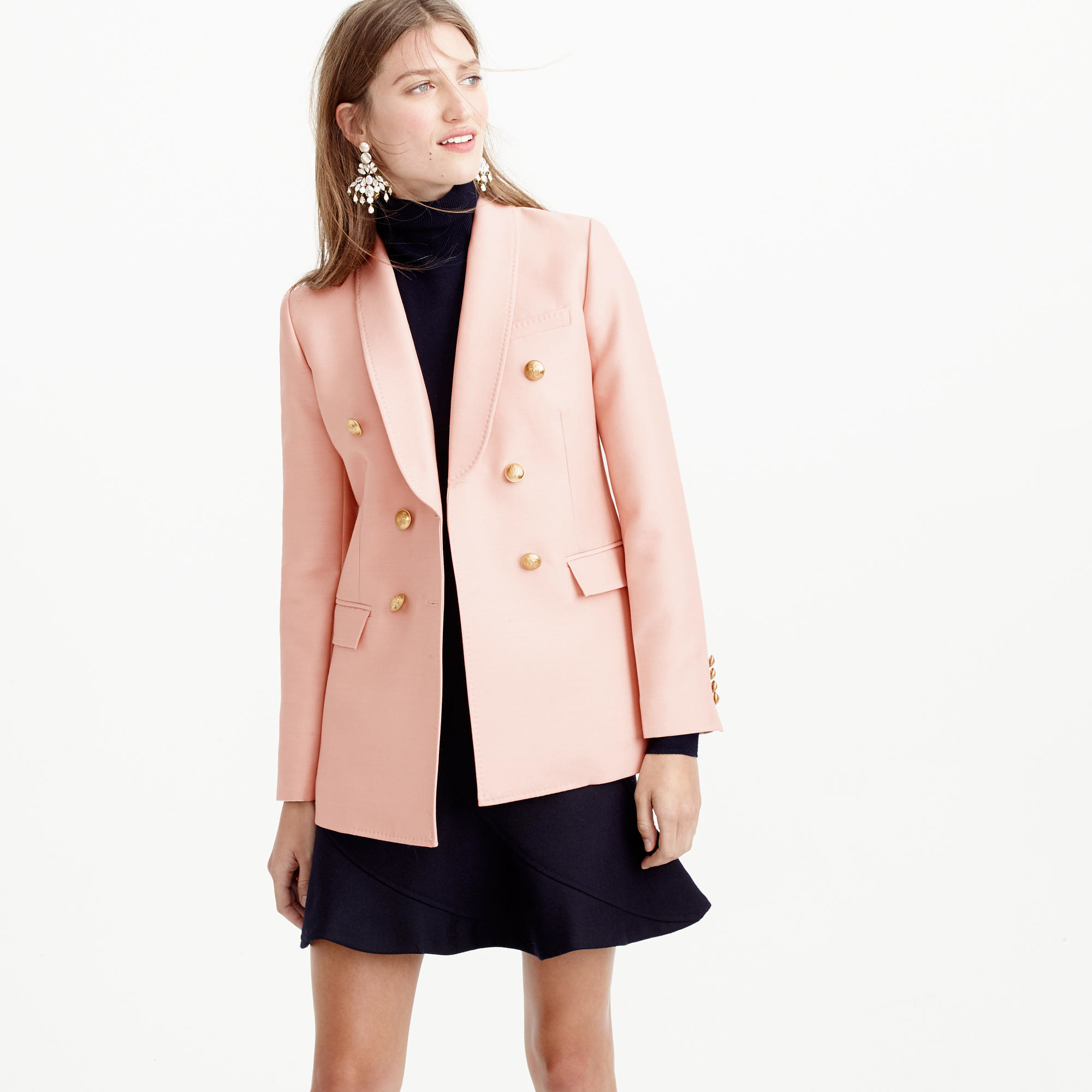 J.Crew Collection Doublebreasted Blazer In Woolsilk in Pink Lyst