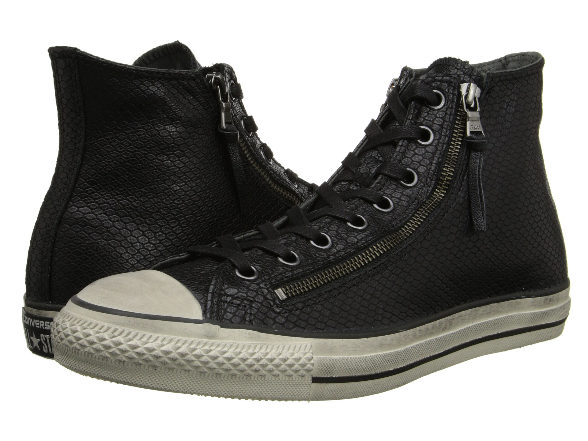 Converse Chuck Taylor All Star Leather Double Zip Black Snake | Lyst