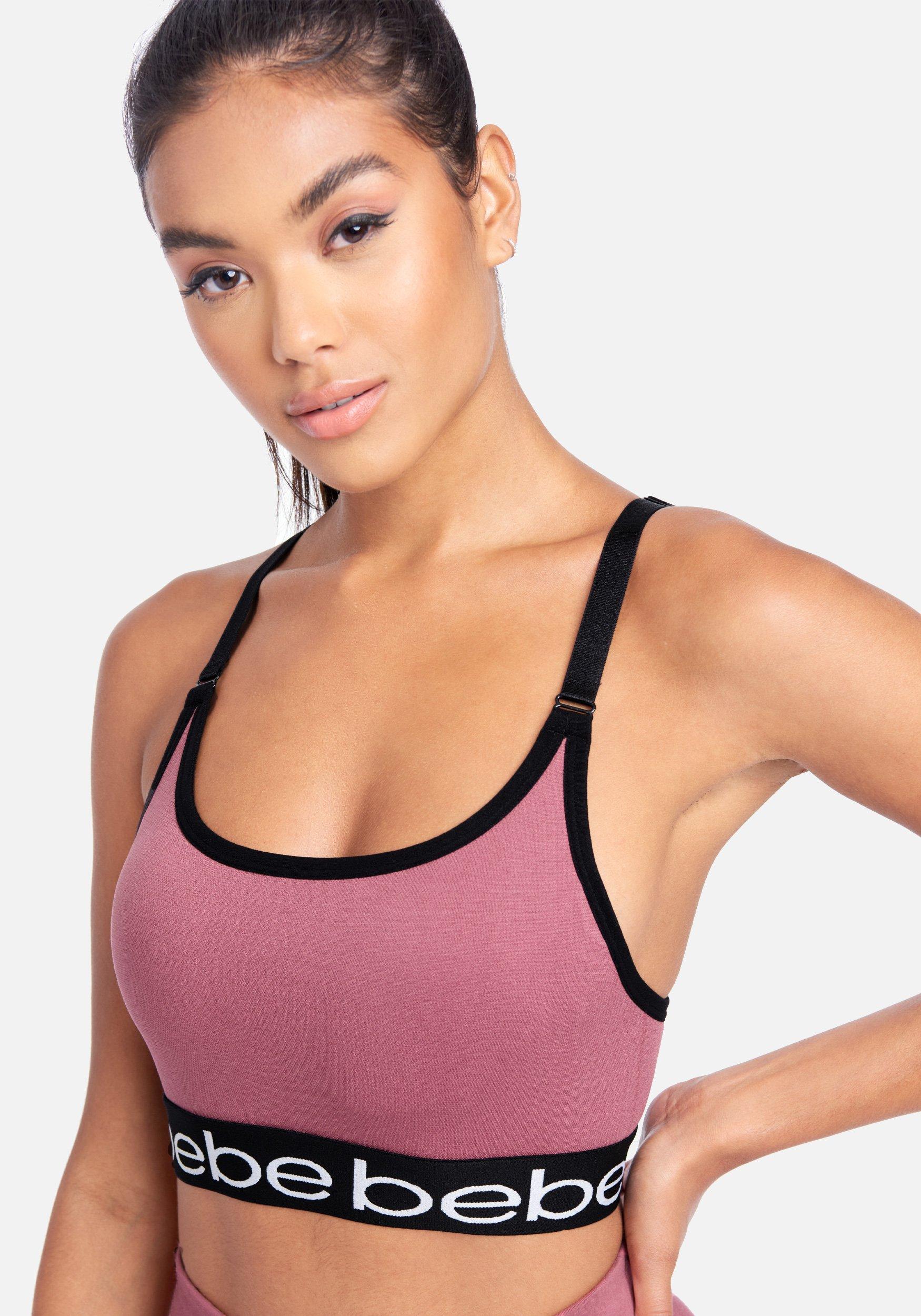 Bebe Synthetic Sport Contrast Key Hole Back Sport Bra Lyst