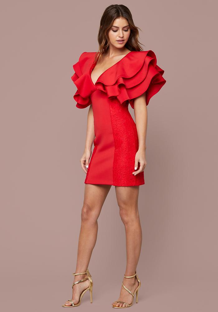 solid ruffles backless fishtail maxi dress