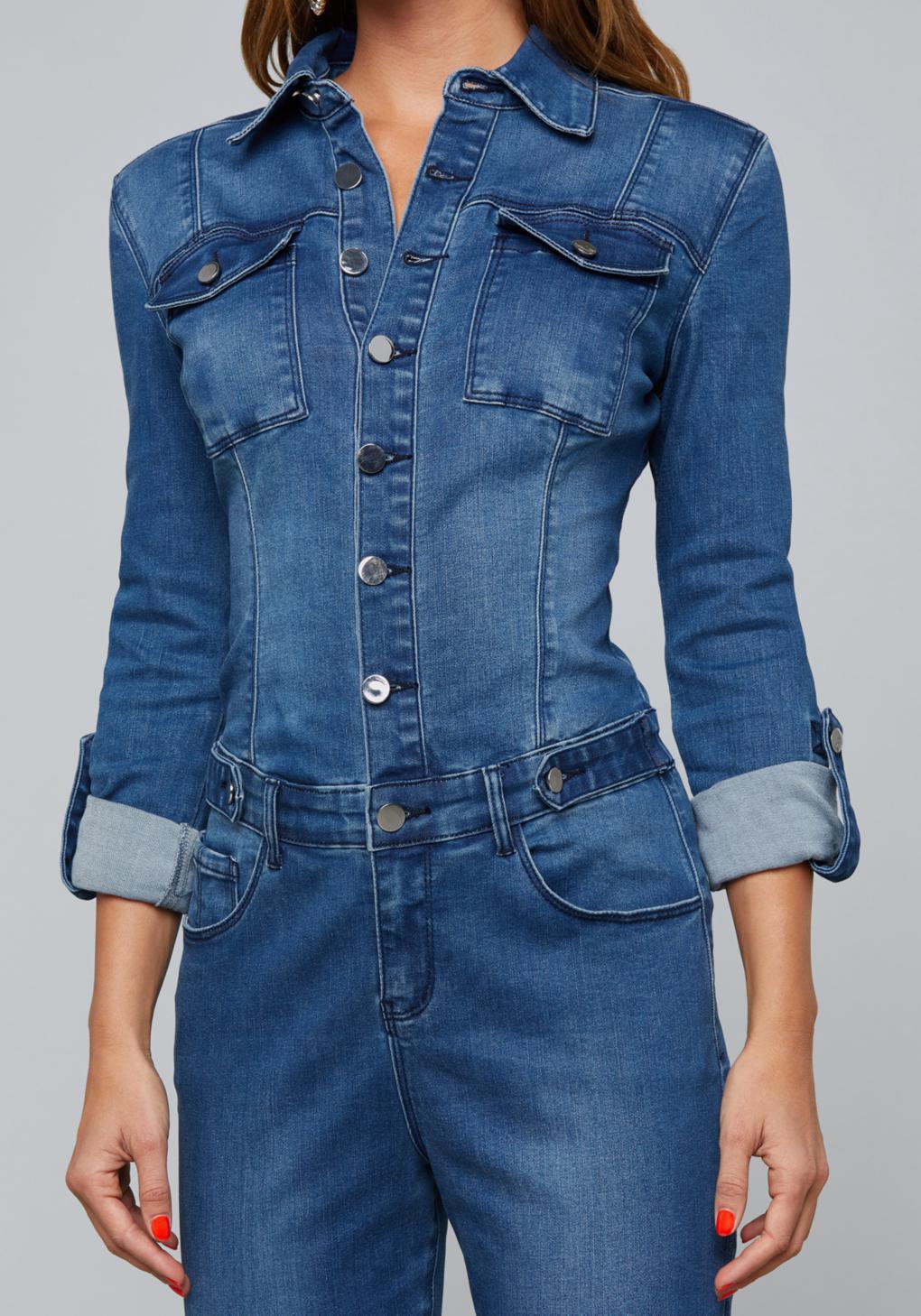 bebe denim jumpsuit womens