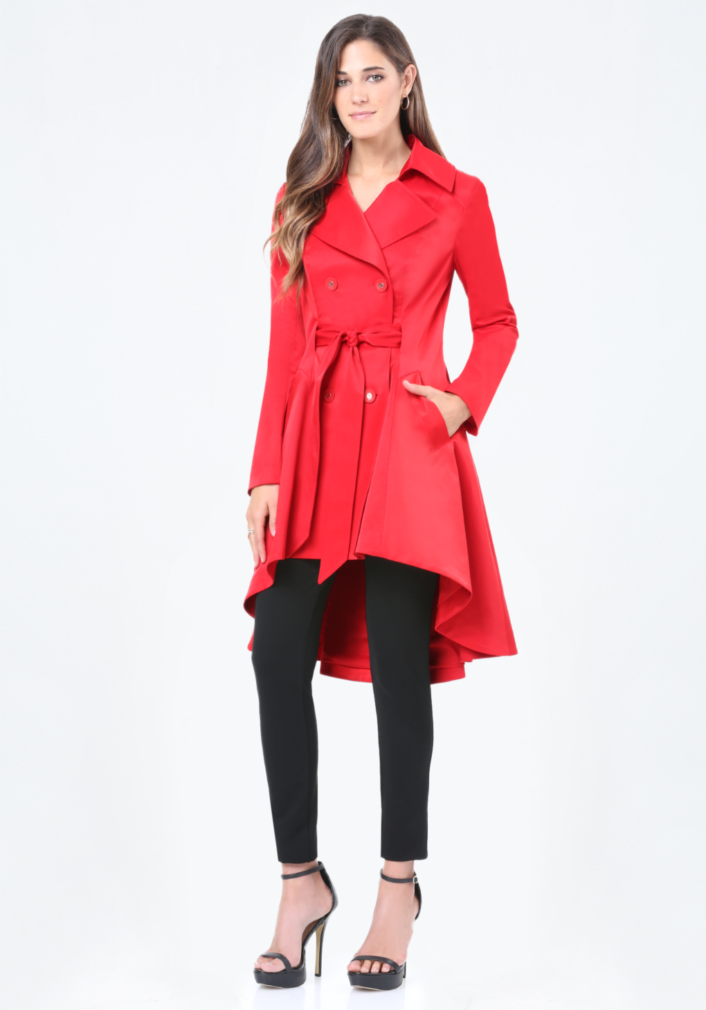 Bebe Canvas Hi Lo Trench Coat In Red Lyst Bebe Canvas Hi Lo Trench Coat In Red Lyst