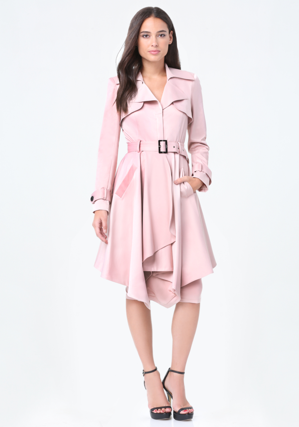 Bebe Canvas Mab Trench Coat In Pink Lyst