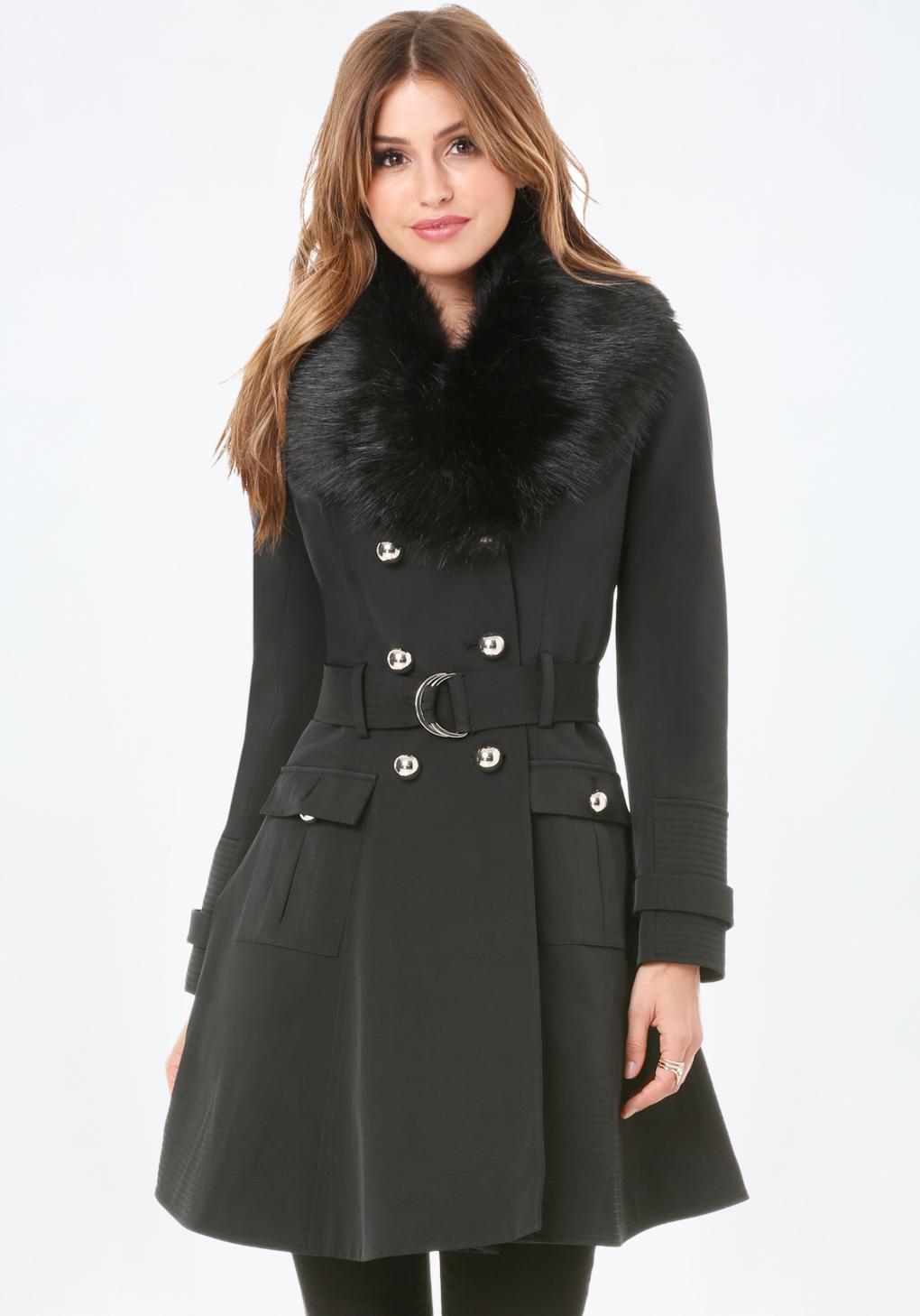 Bebe Princess Trench Coat in Black - Lyst