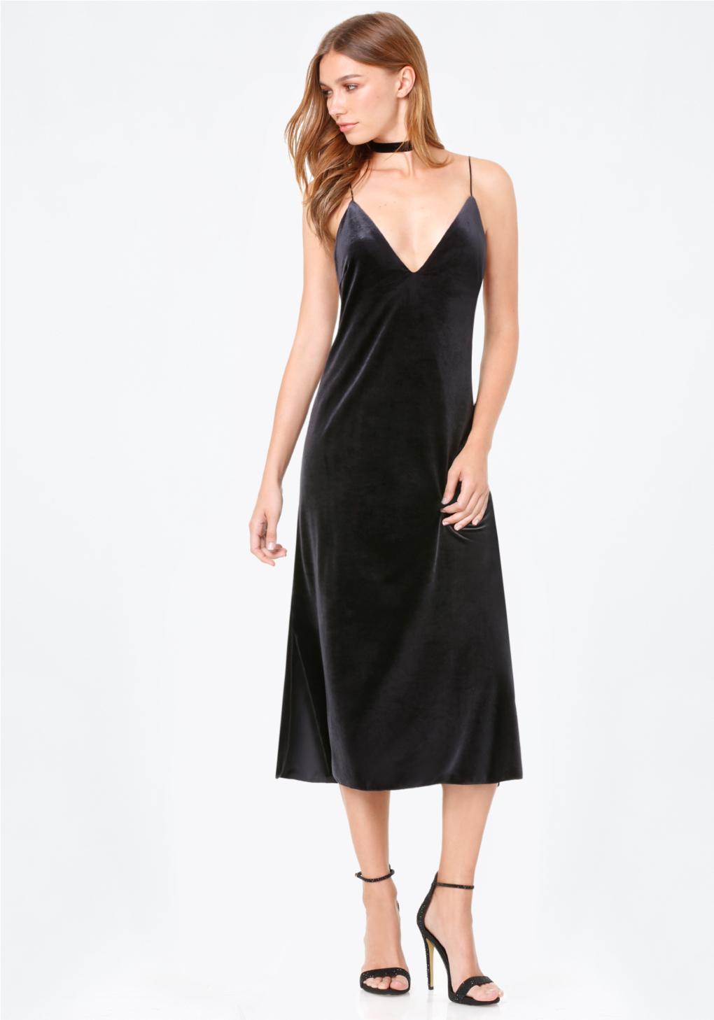 Bebe Mara Velvet Slip Dress In Black Lyst Bebe Mara Velvet Slip Dress In Black Lyst