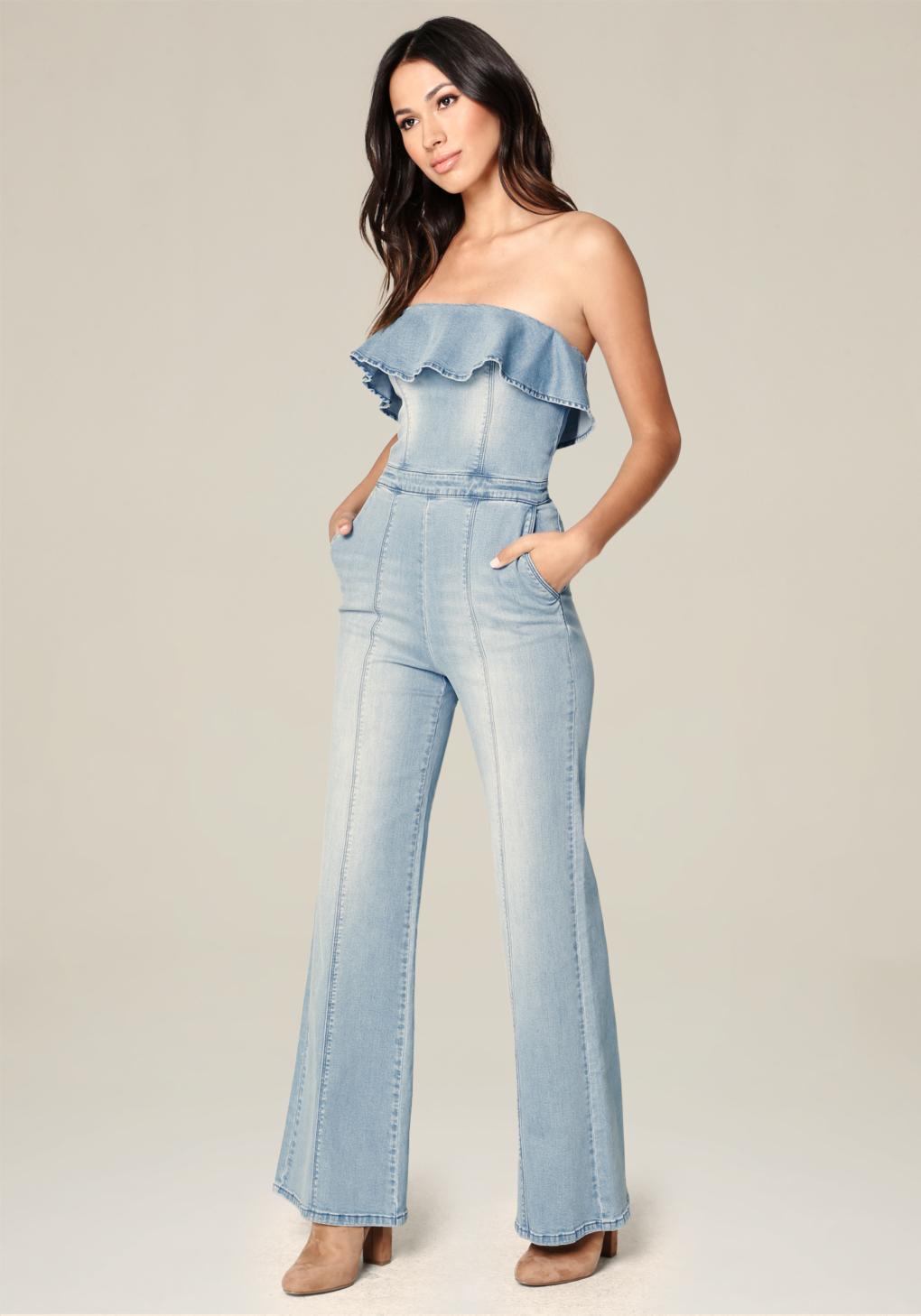 bebe jean jumpsuit