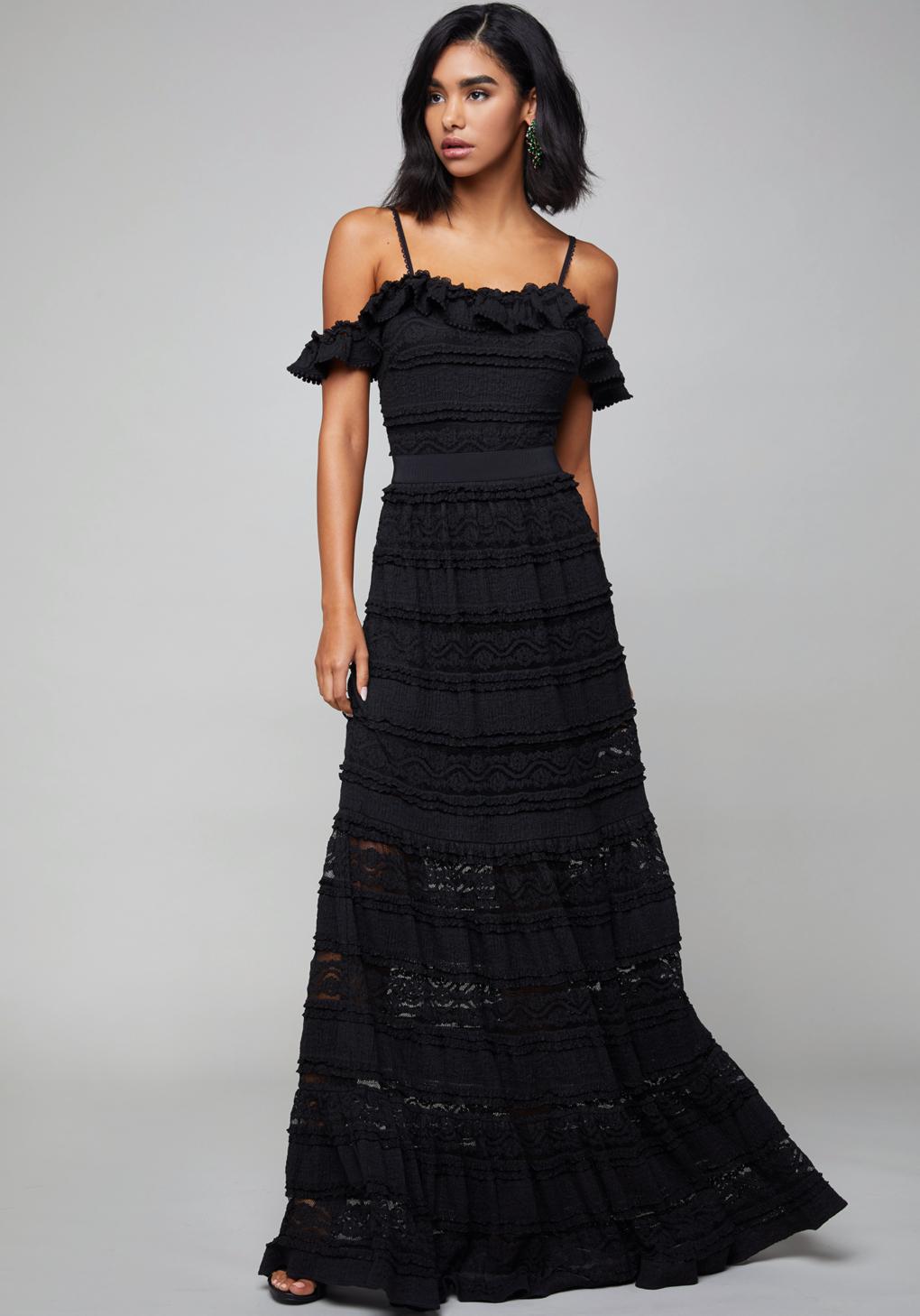 black lace tiered dress