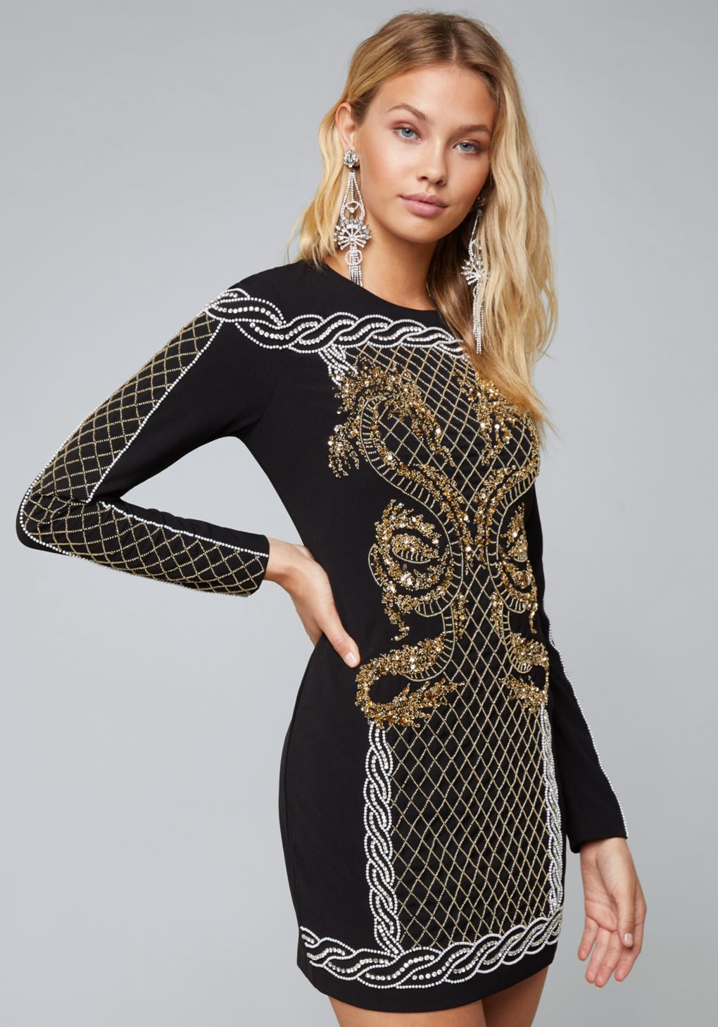 bebe embellished mini dress