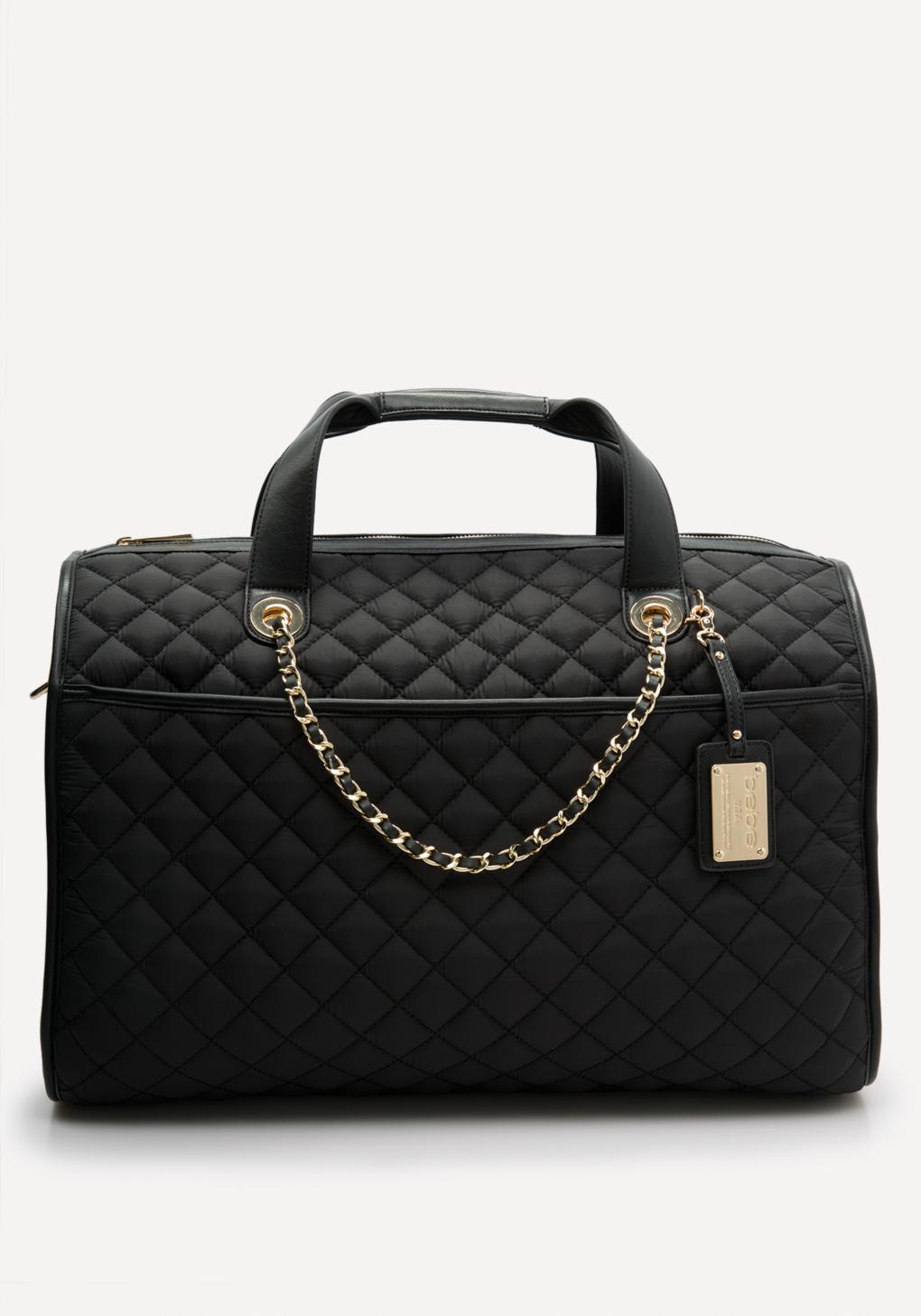 Bebe Synthetic Quilted Weekender Bag in Black Lyst