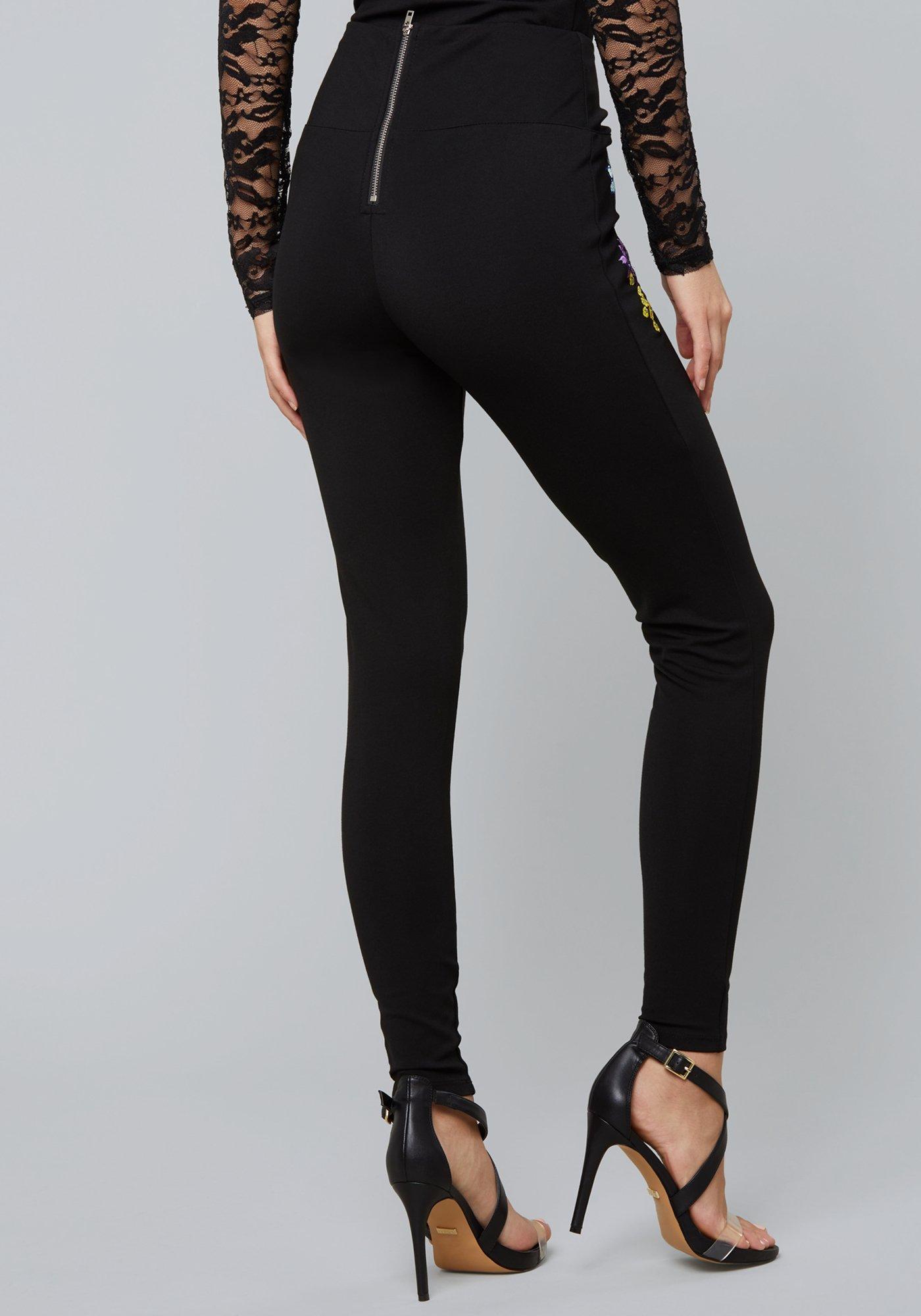Bebe Synthetic Adley Embroidered Leggings in Black - Lyst