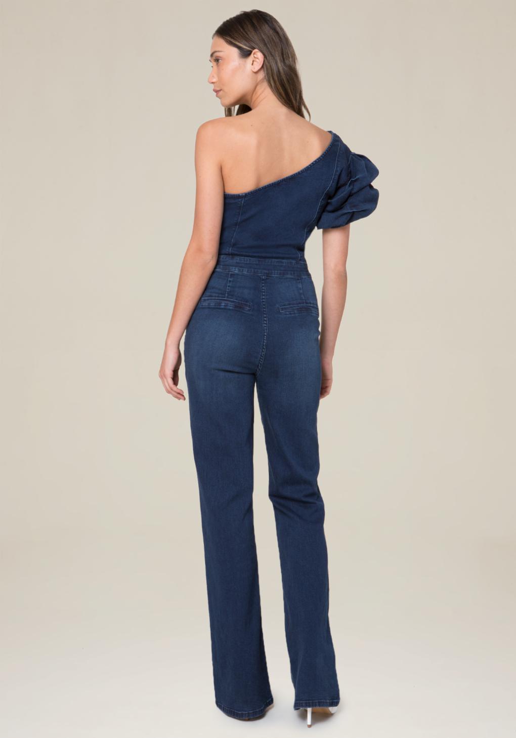 bebe one shoulder jumpsuit