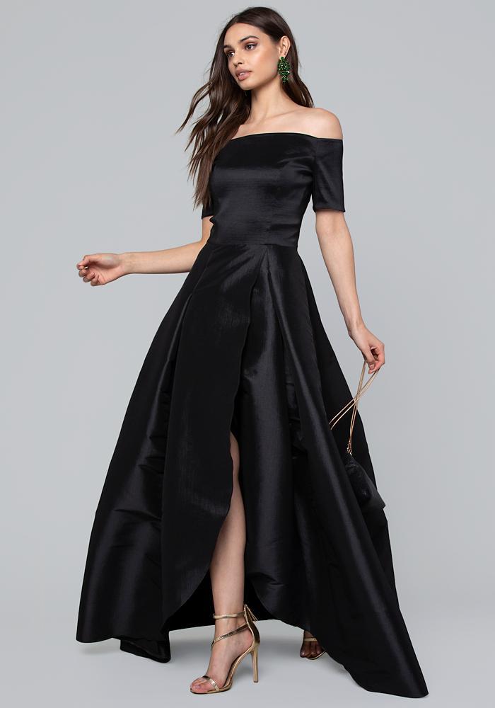 off shoulder gown black