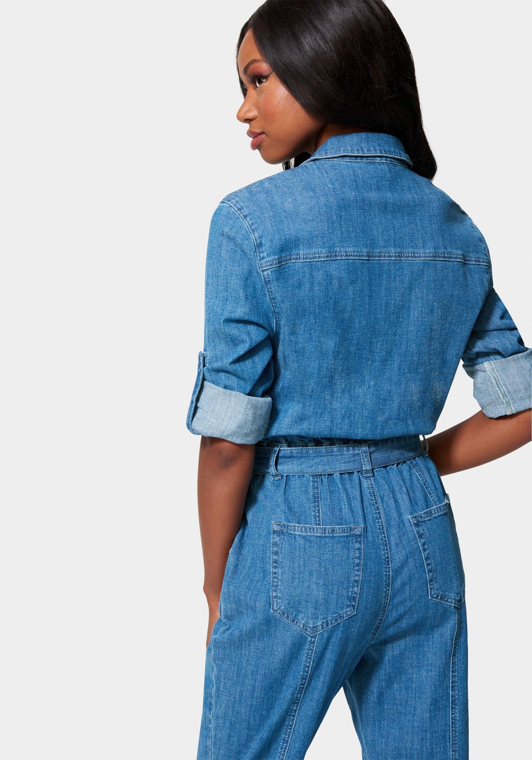 Denim Straight-Leg Jumpsuit