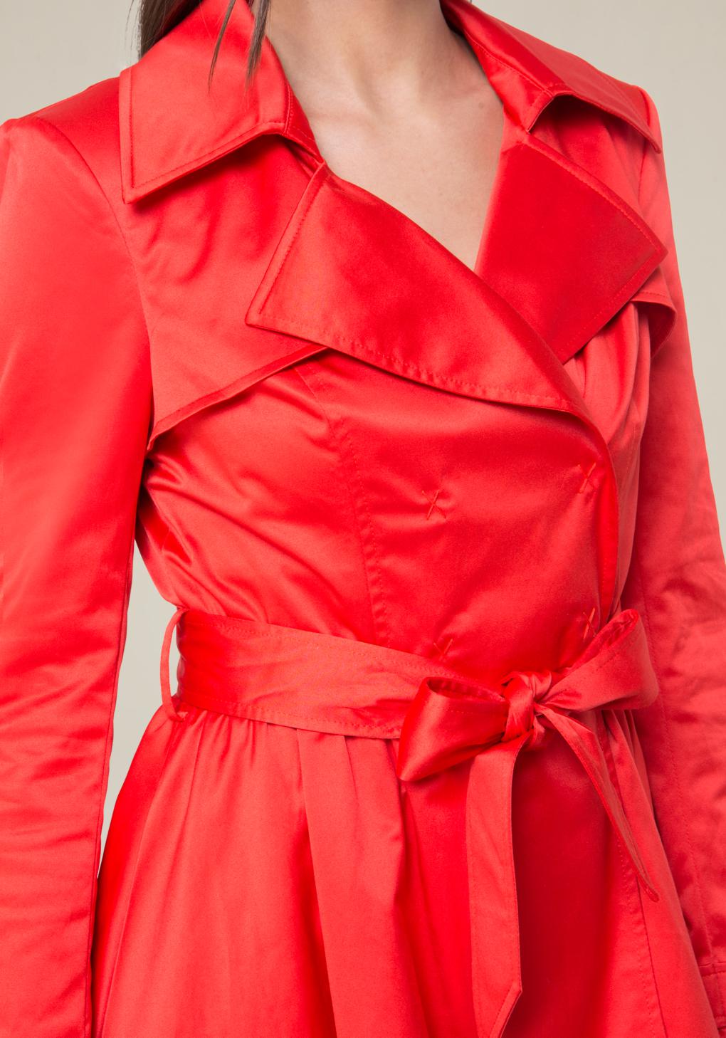 Bebe Cotton Shine Trench Coat In Red Lyst Bebe Cotton Shine Trench Coat In Red Lyst