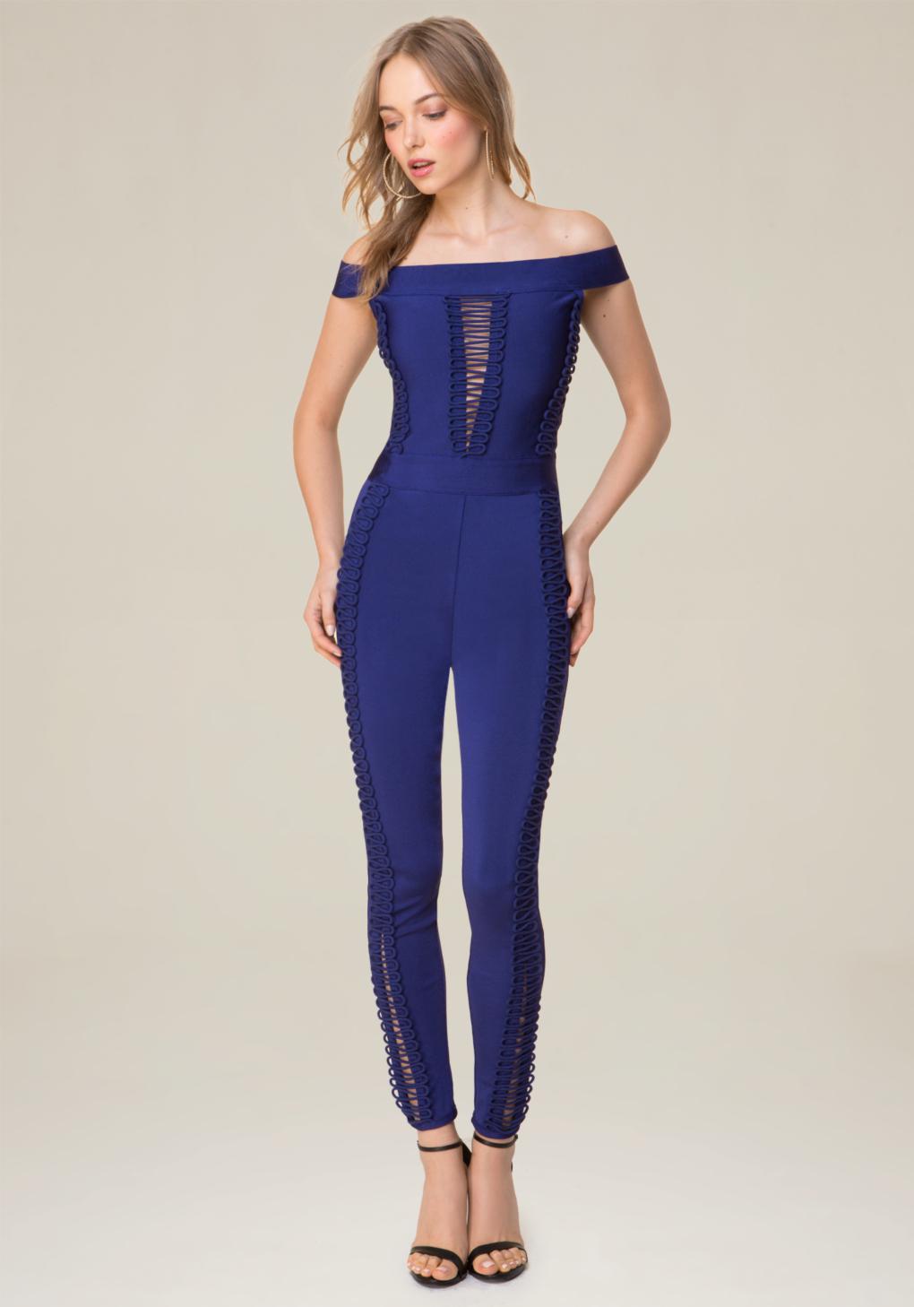 blue bandage jumpsuit