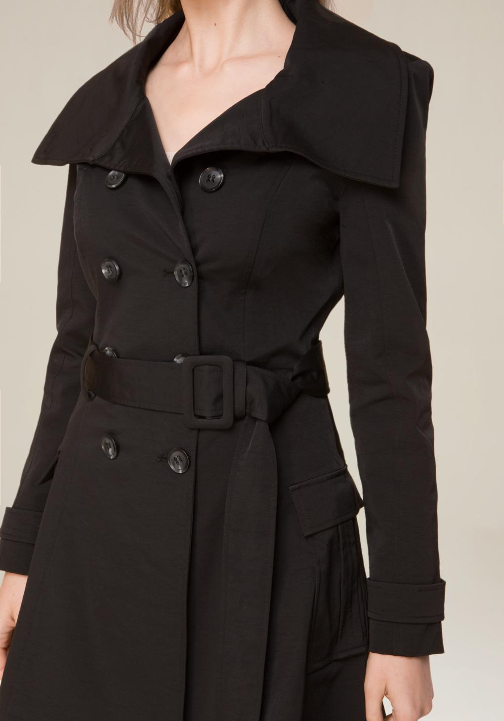 Black flared trench coat Clearance