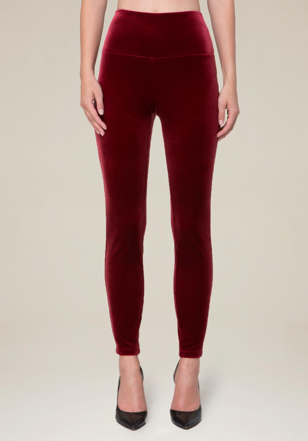 Bebe Velvet Leggings in Burgundy (Red 