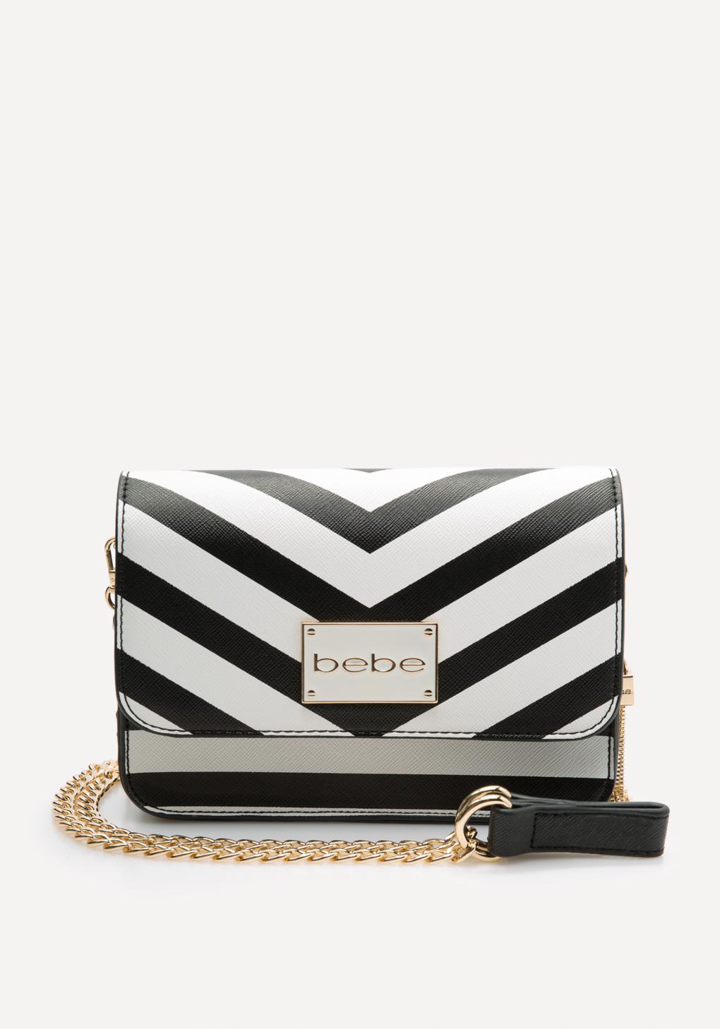 Bebe Kiki Chevron Crossbody Bag In Black White Black Lyst