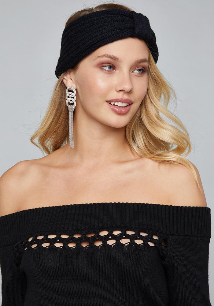 Bebe Velvet Knotted Knit Headband In Black Lyst