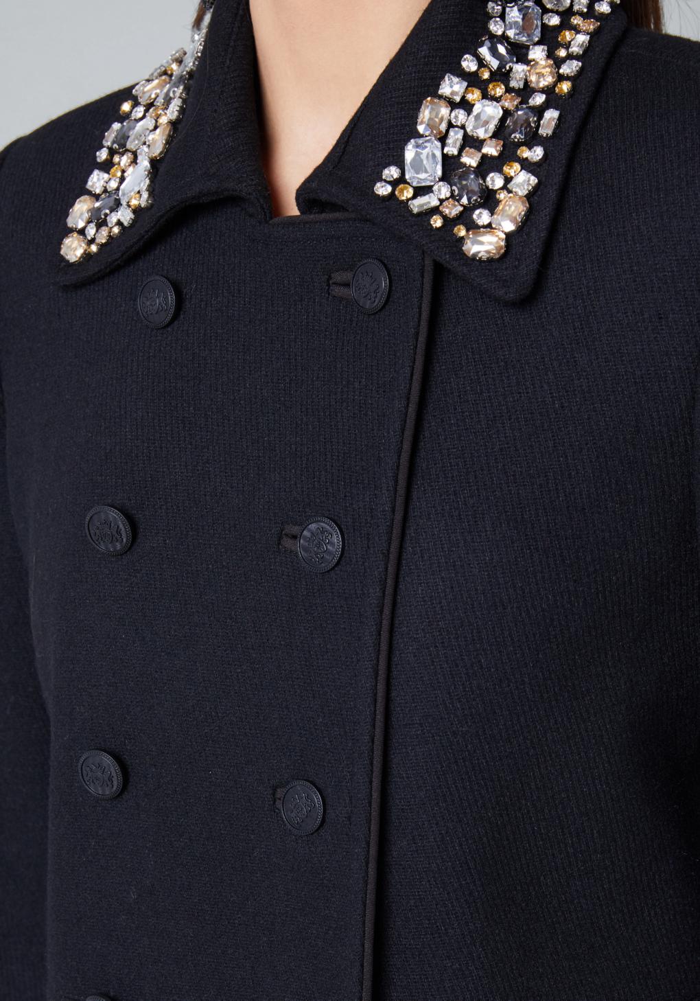 Bebe Wool Crystal Collar Pea Coat In Blue Lyst