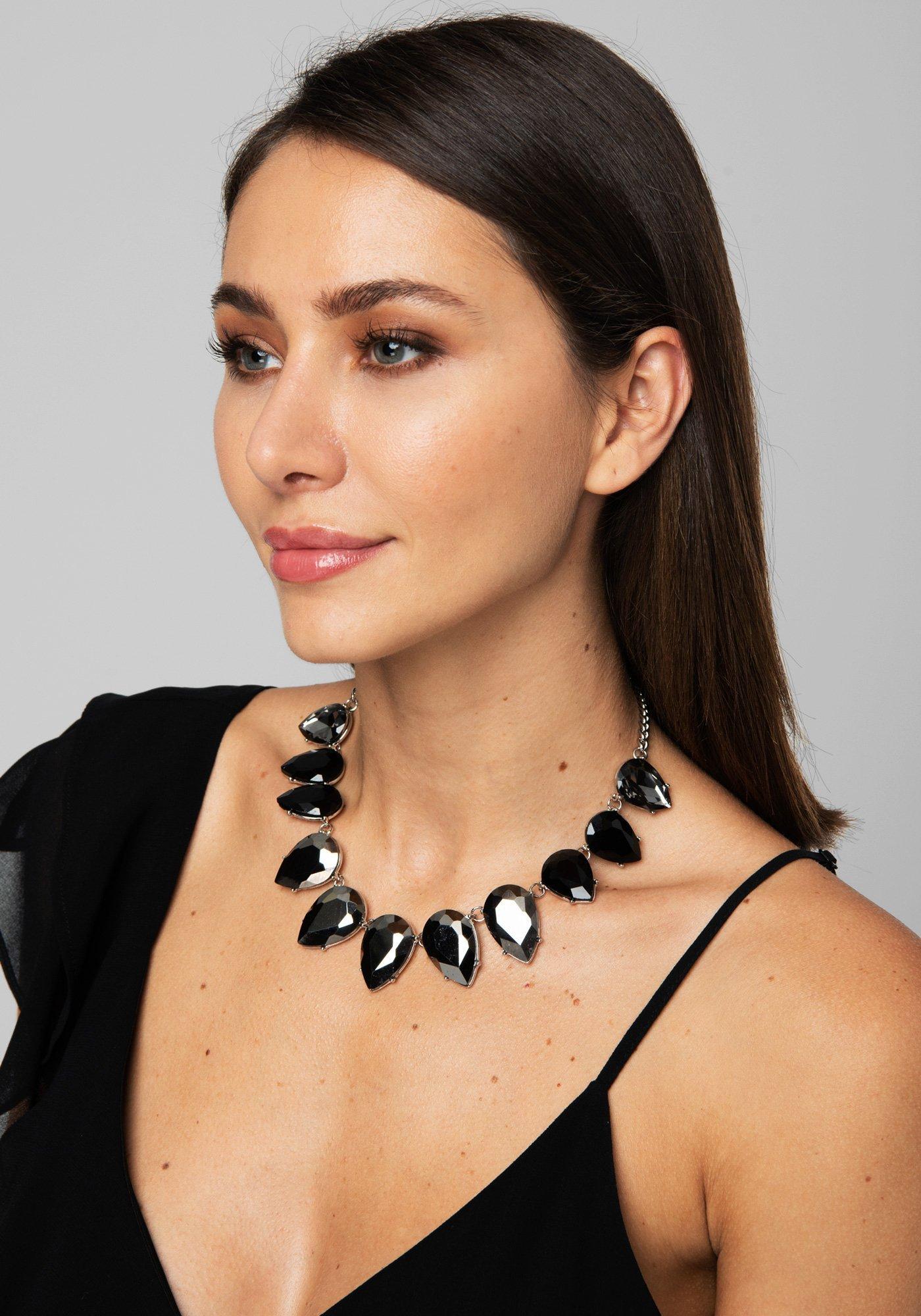Bebe Ombre Crystal Necklace In Silver Metallic Lyst