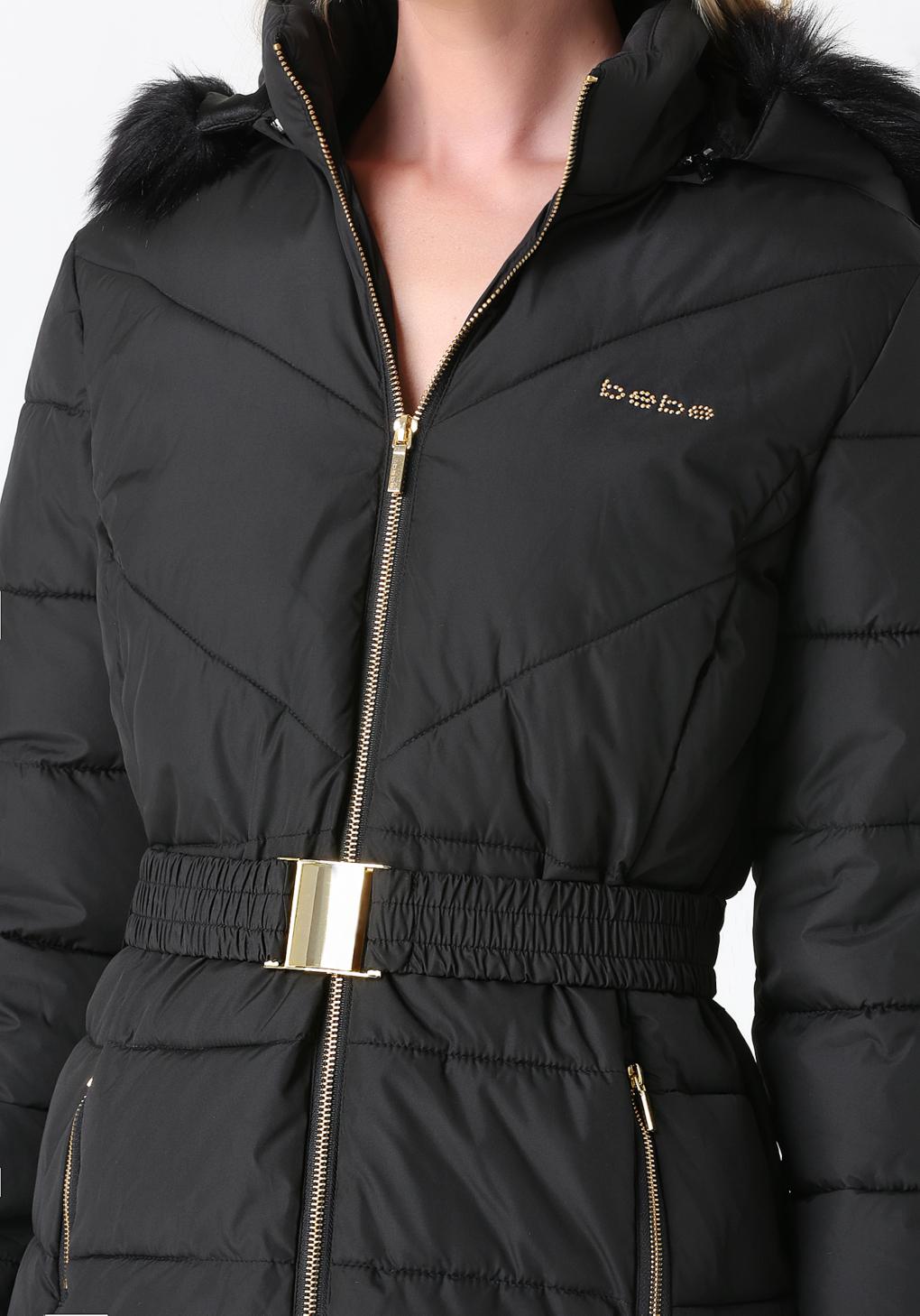 bebe women's long puffer jacket