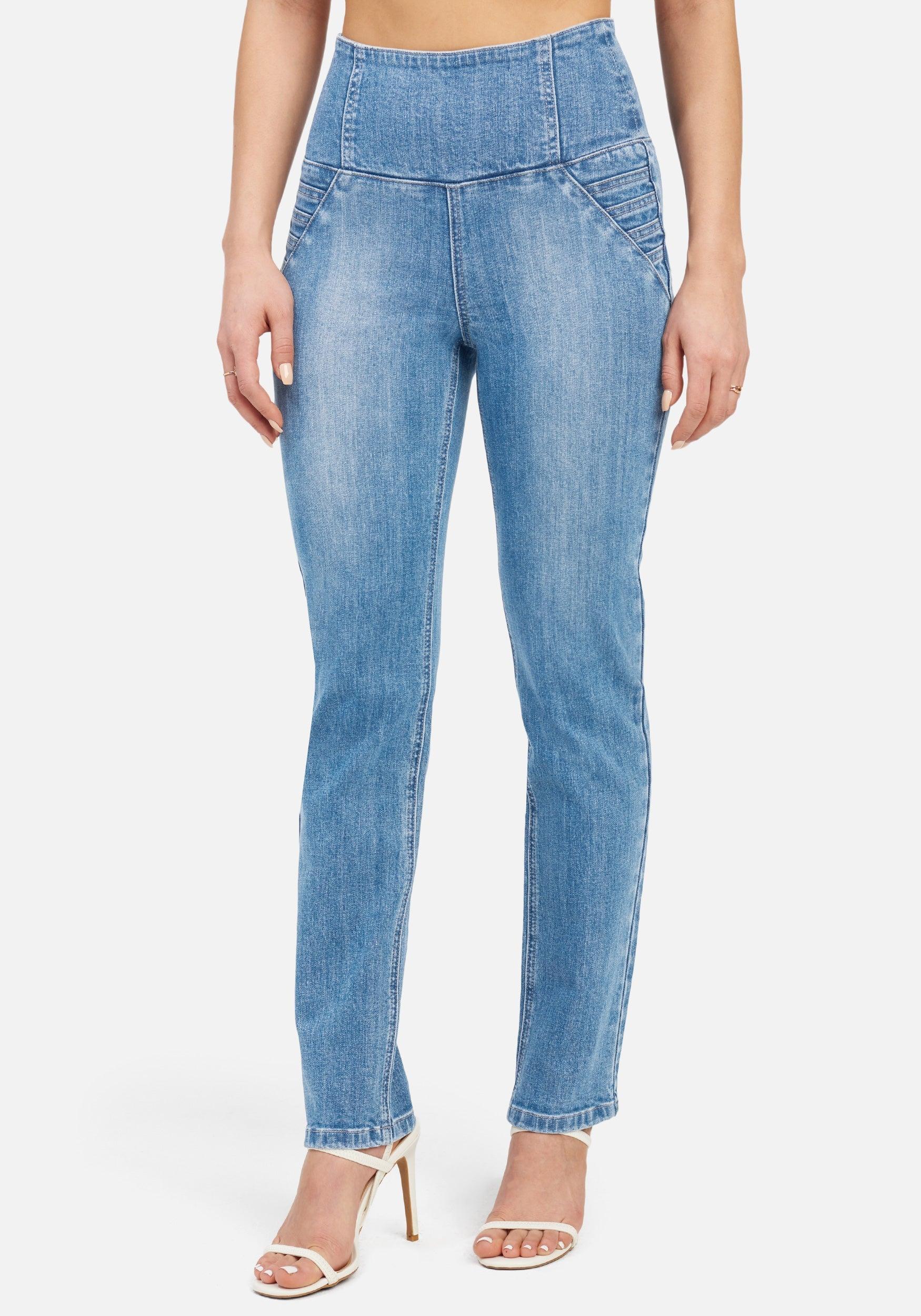 High Waist Zipper Detail Slim Leg Jeans 