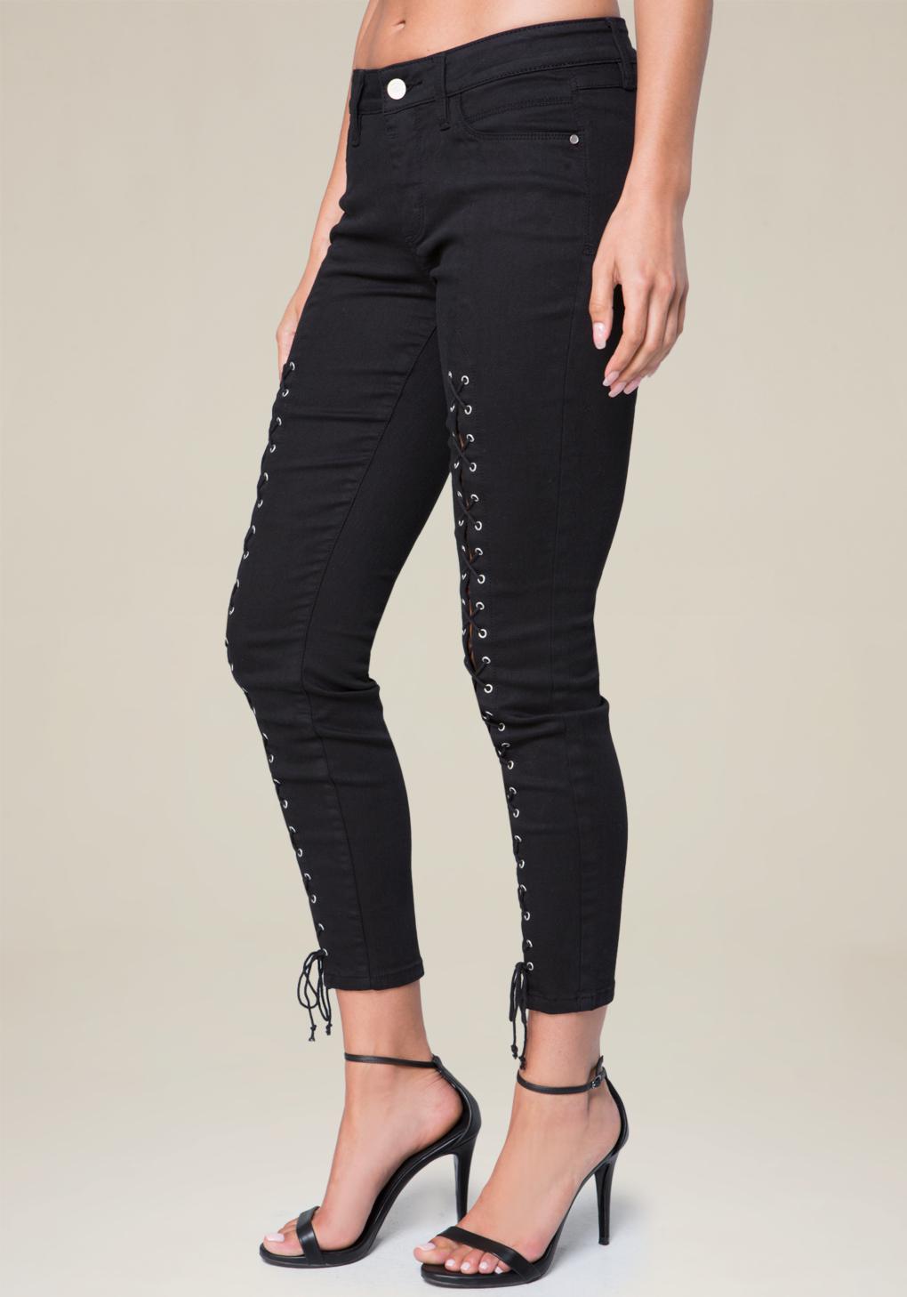 bebe lace up jeans