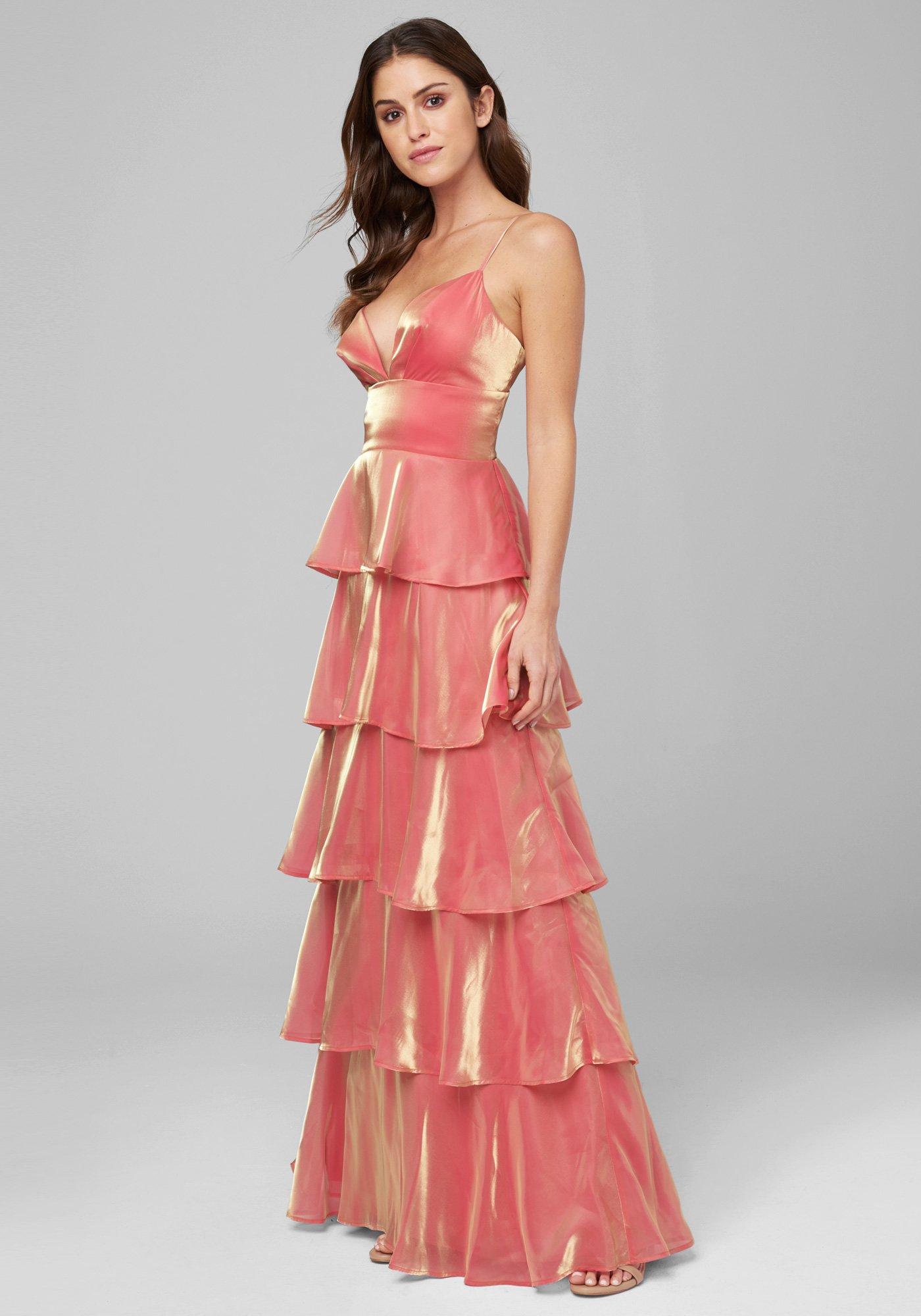 Bebe Synthetic Ruffle Tier Gown in Pink ...
