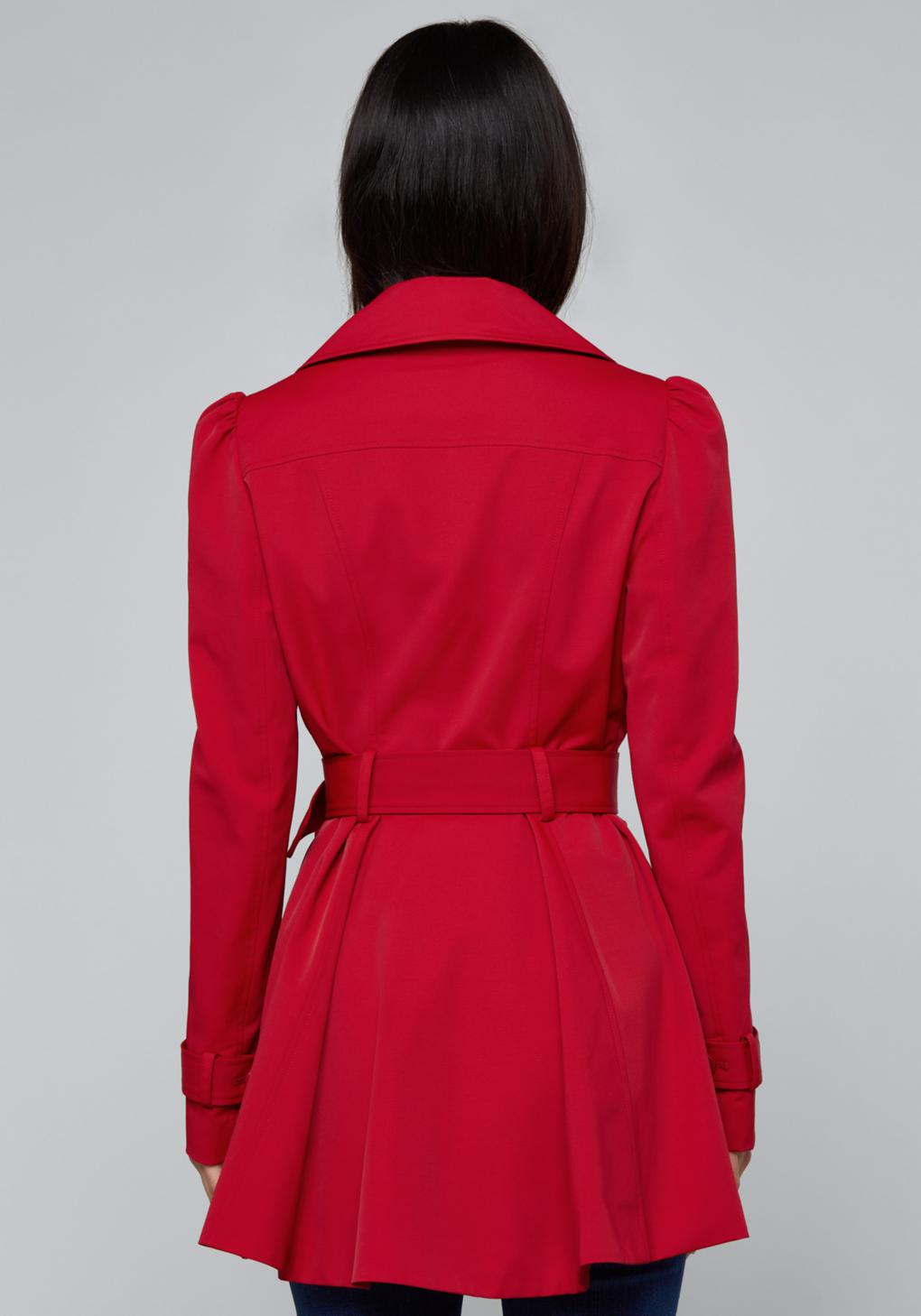 Bebe Denim Puff Sleeve Trench Coat In Red Lyst Bebe Denim Puff Sleeve Trench Coat In Red Lyst