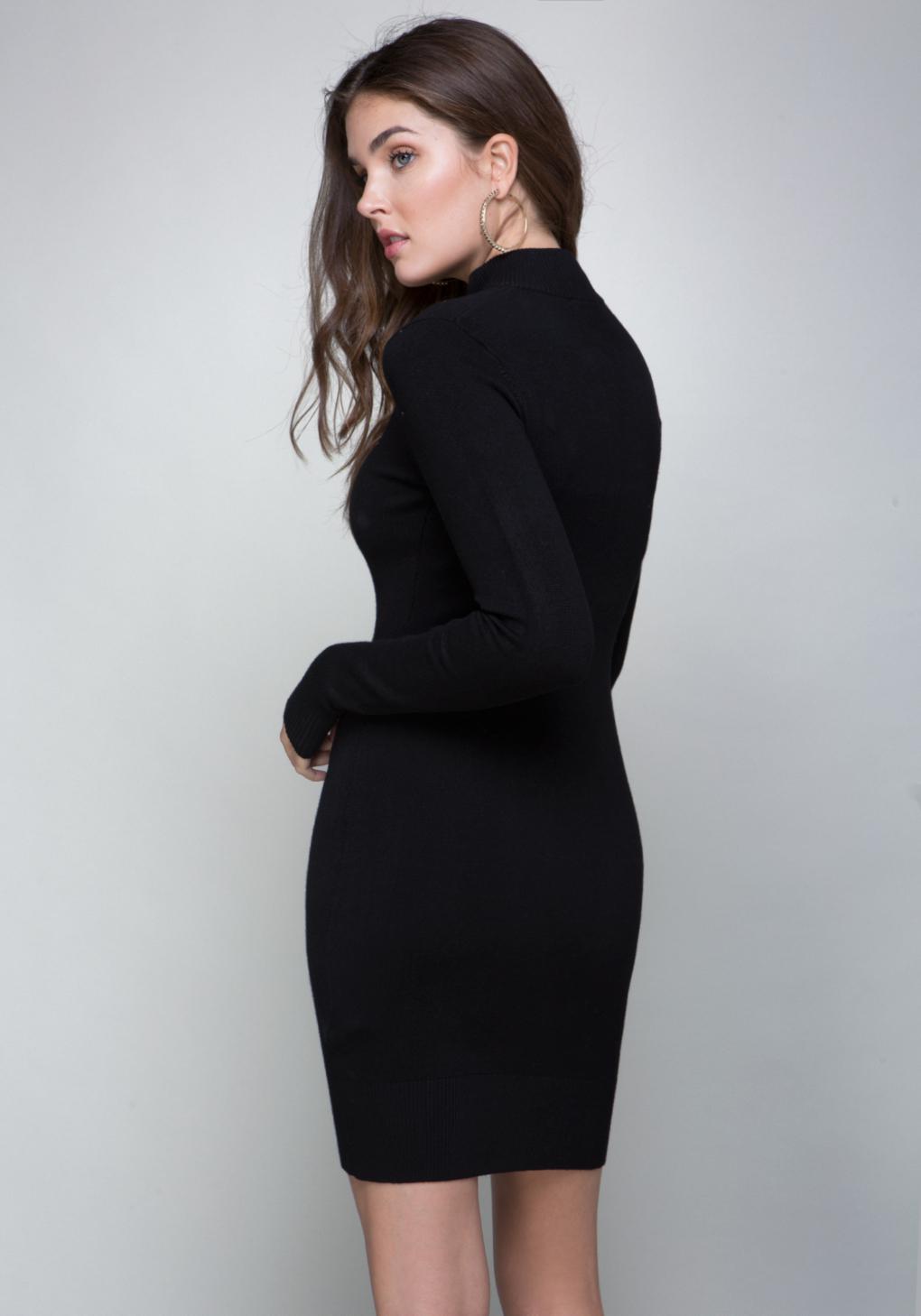 Bebe Mock Neck Sweater Dress in Black - Lyst