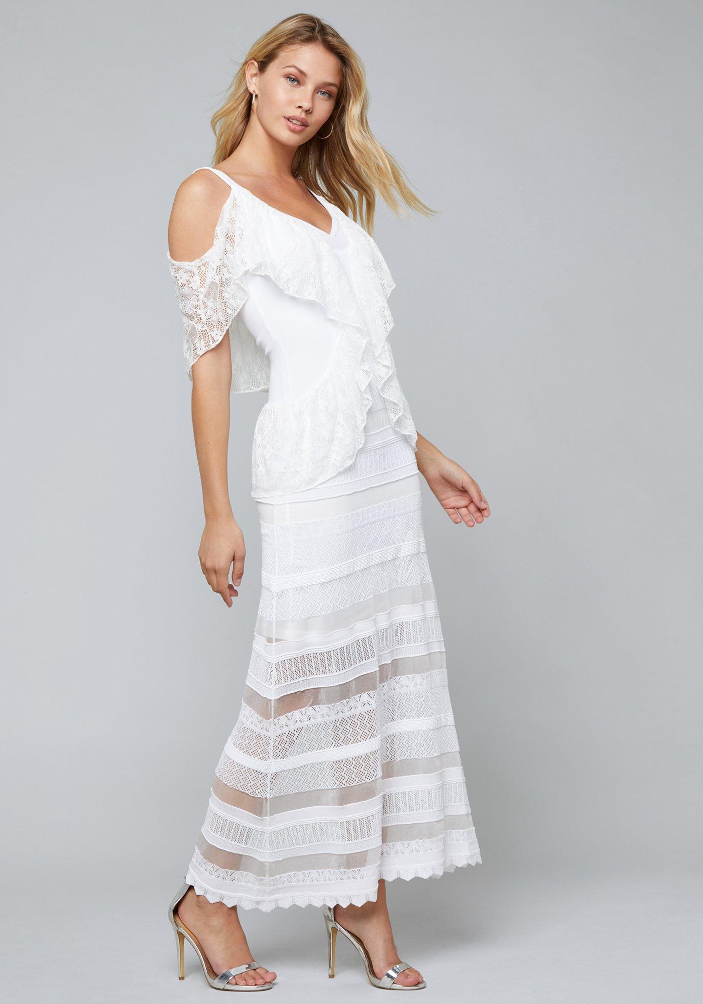 Bebe Lace Mariana Sheer Maxi Dress in Bright White (White ...
