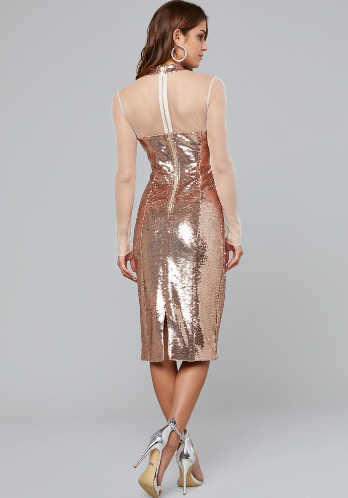 metallic dress rose gold