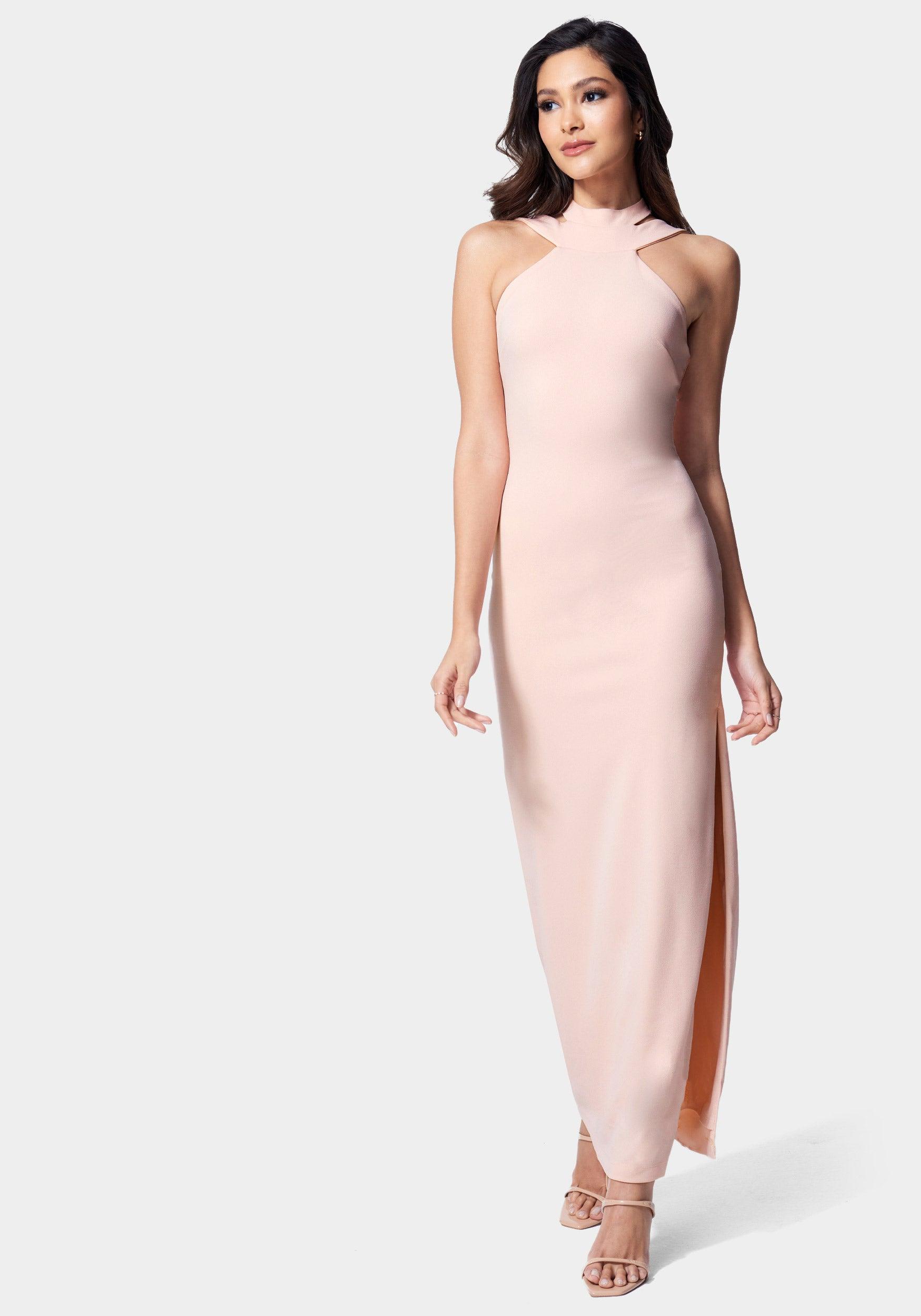Pink choker top maxi dress