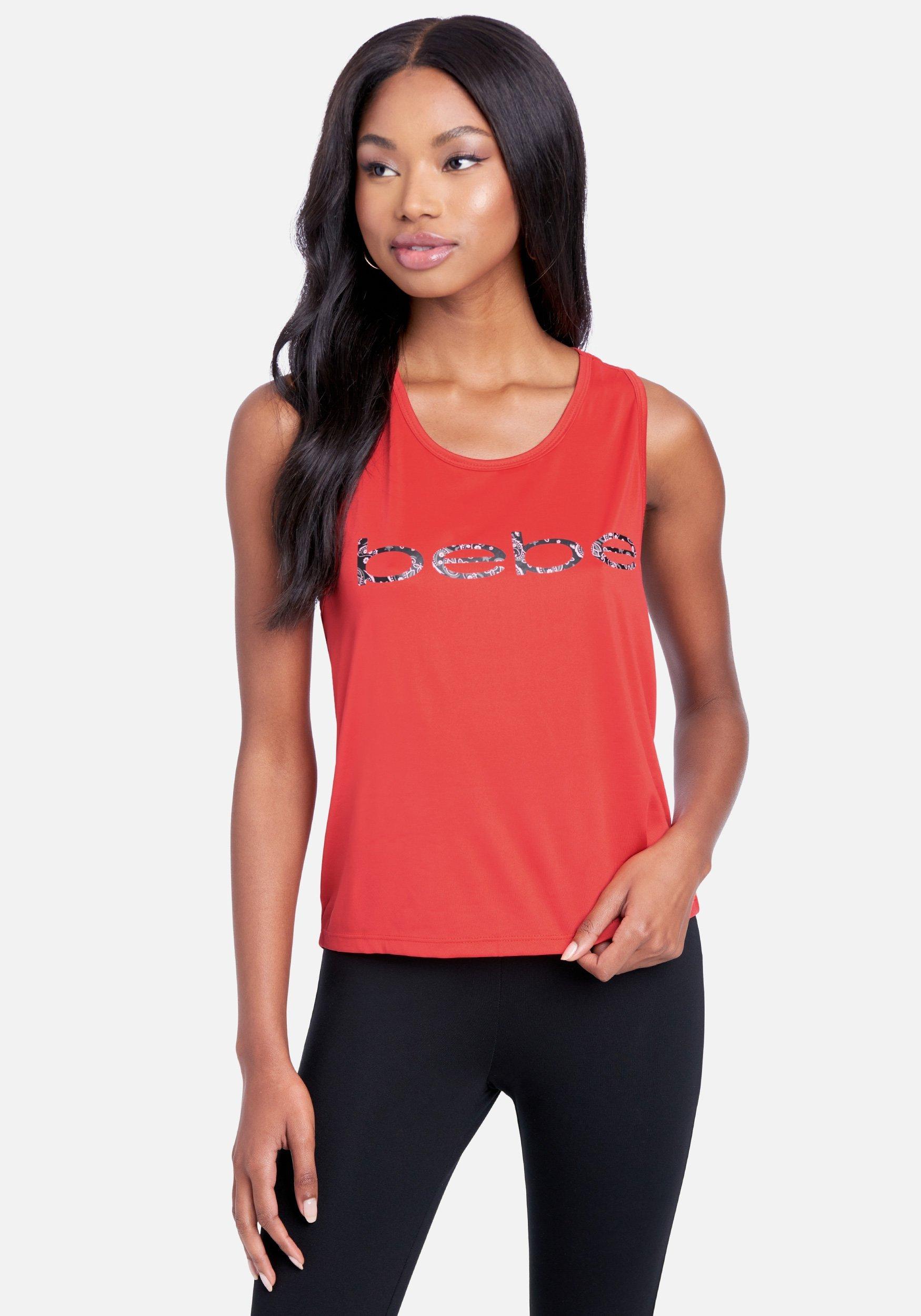 Bebe Denim Sport Printed Logo Tank Top In Red Lyst