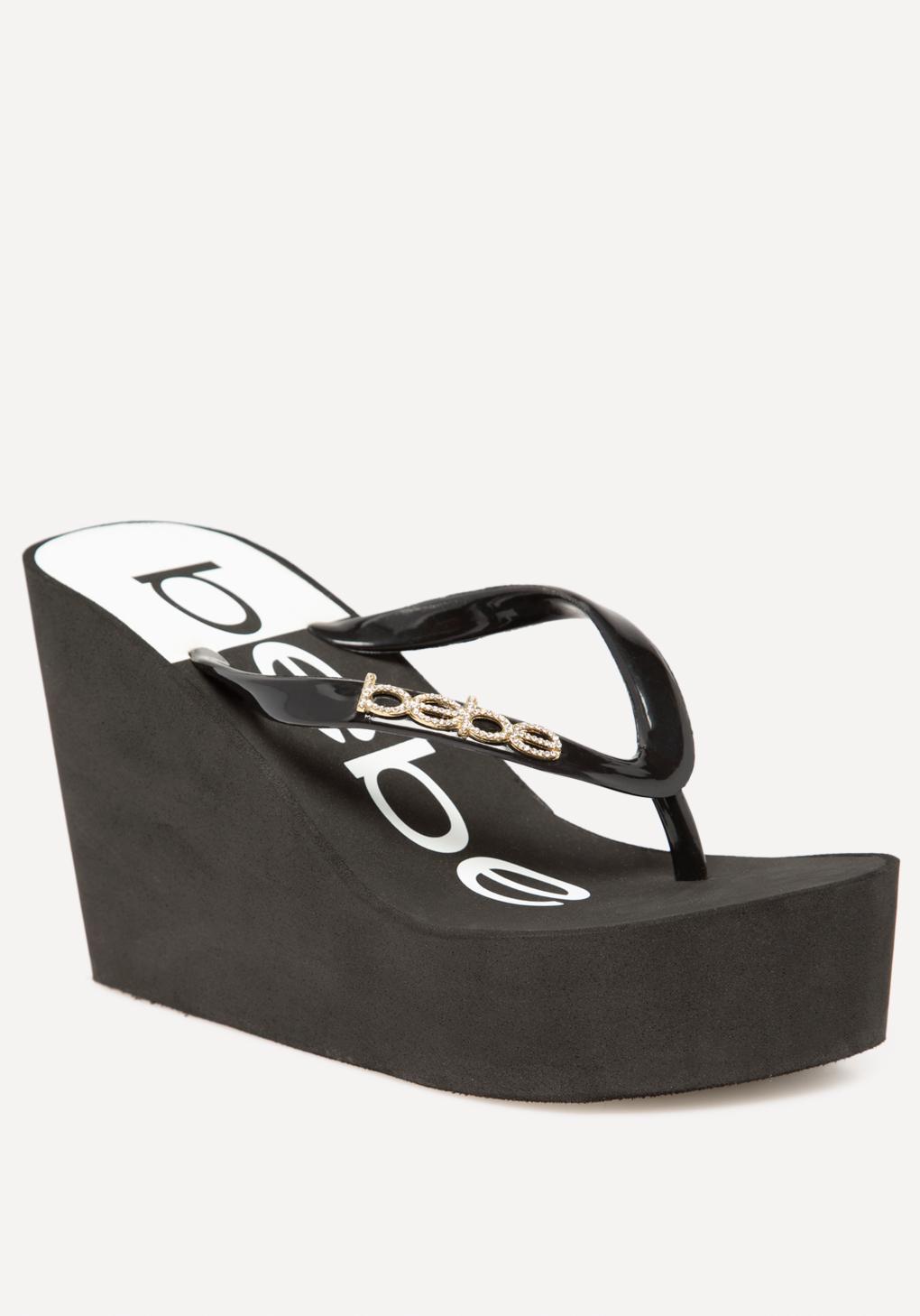 bebe wedge flip flops