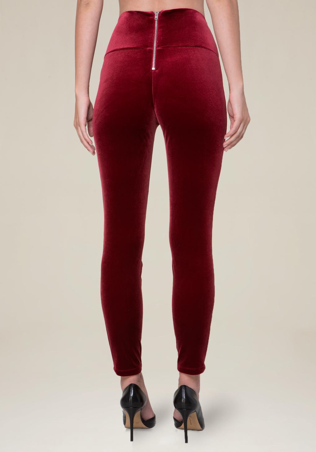 Lyst Bebe Velvet Leggings in Red