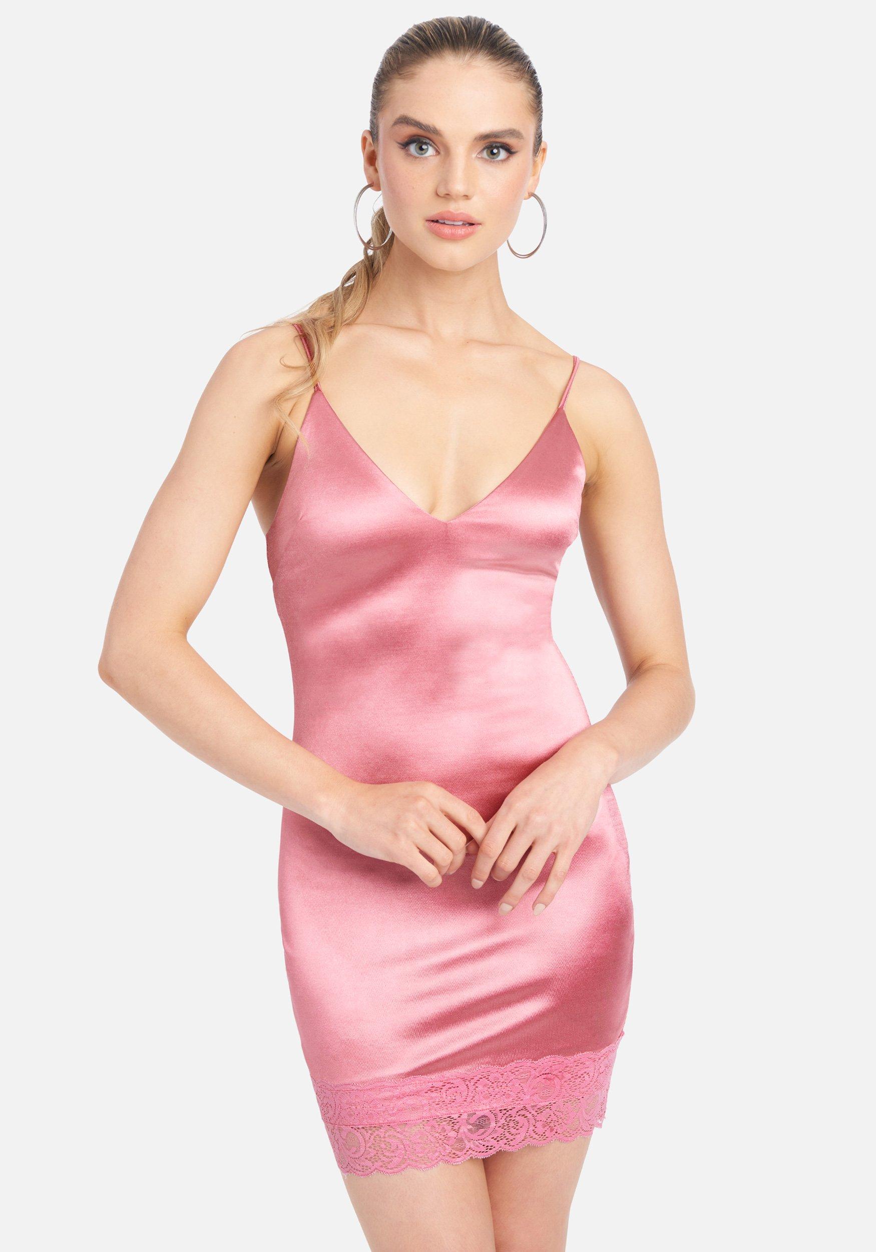 Bebe Satin And Lace Slip Dress In Pink Lyst Bebe Satin And Lace Slip Dress In Pink Lyst