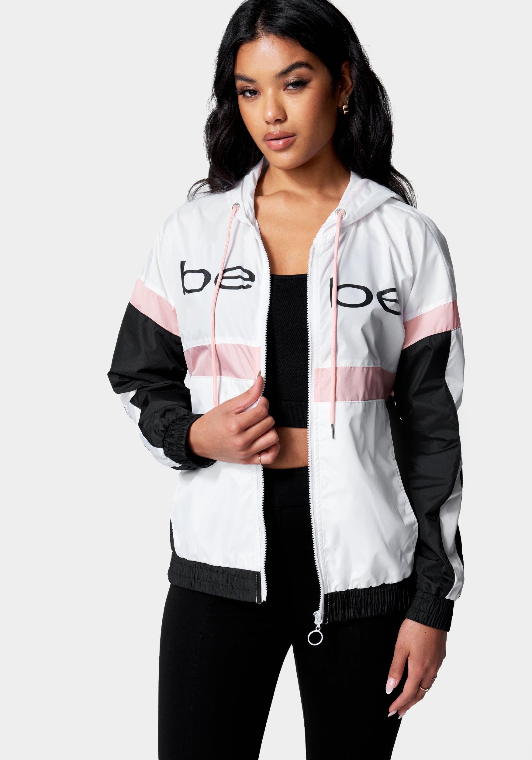Bebe Sport Color Block Jacket in White | Lyst