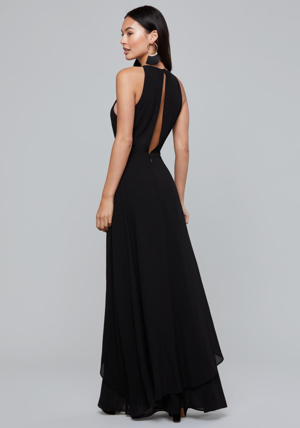 black ruffle maxi dress