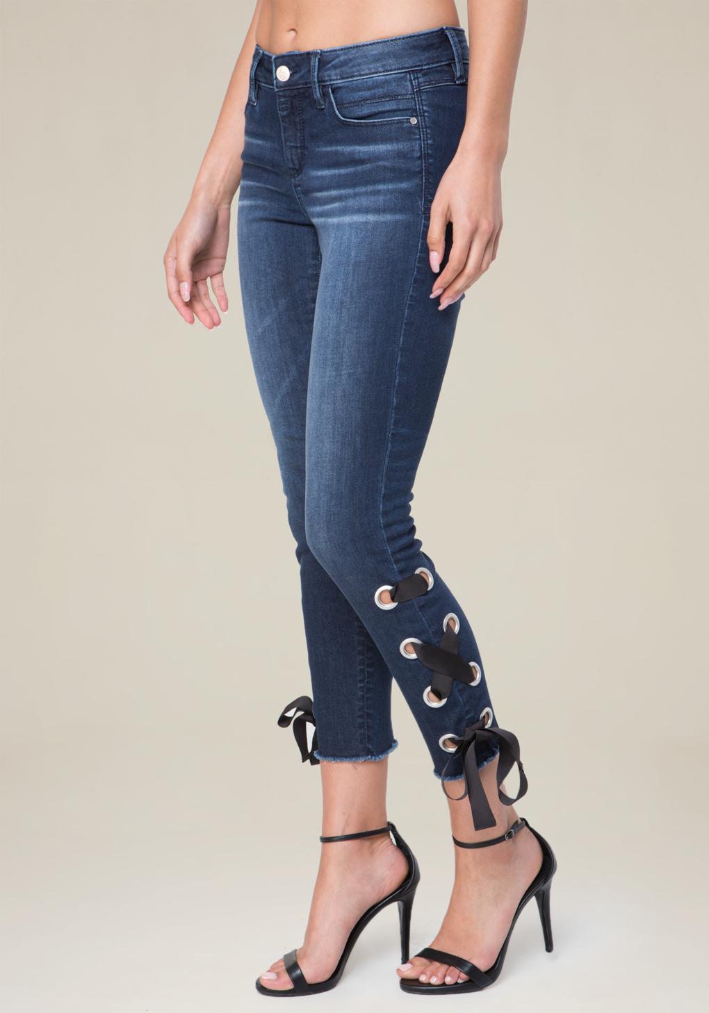 Bebe Denim Lace Up Heartbreaker Jeans In Blue Lyst